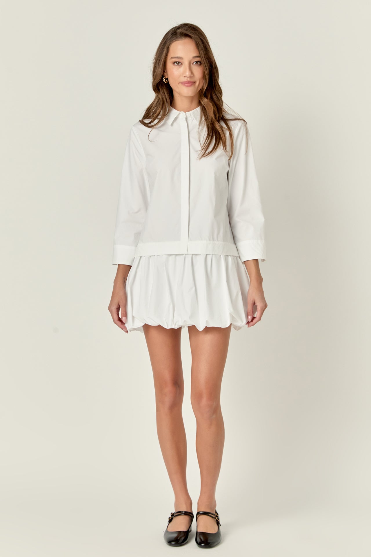 ENGLISH FACTORY - Bubble Hem Shirt Mini Dress - DRESSES available at Objectrare