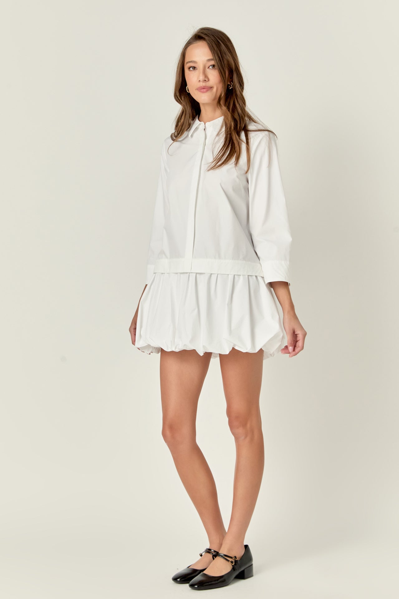 ENGLISH FACTORY - Bubble Hem Shirt Mini Dress - DRESSES available at Objectrare