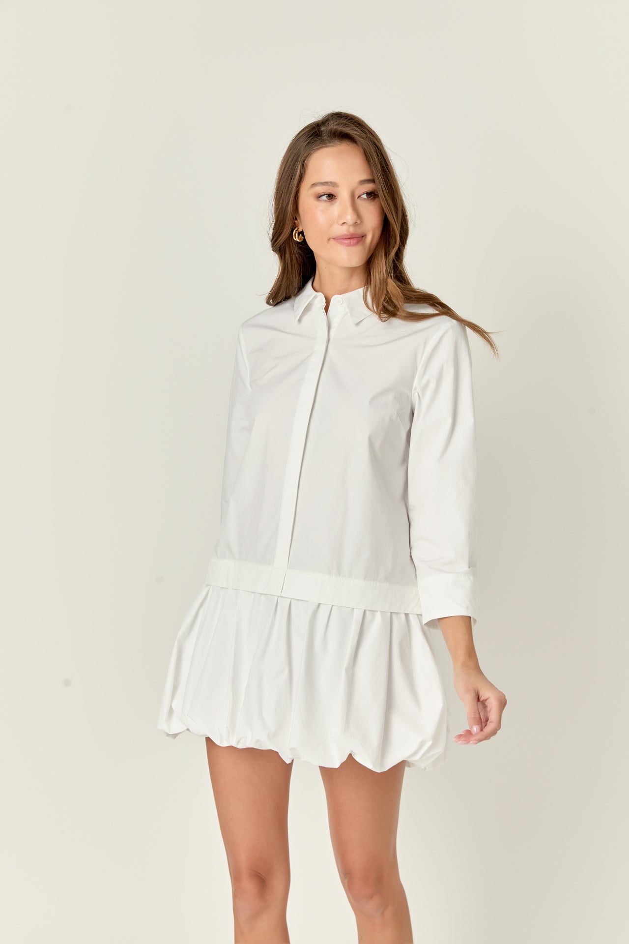 ENGLISH FACTORY - Bubble Hem Shirt Mini Dress - DRESSES available at Objectrare