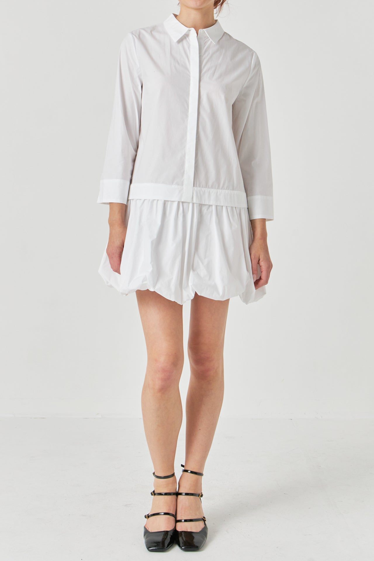ENGLISH FACTORY - Bubble Hem Shirt Mini Dress - DRESSES available at Objectrare