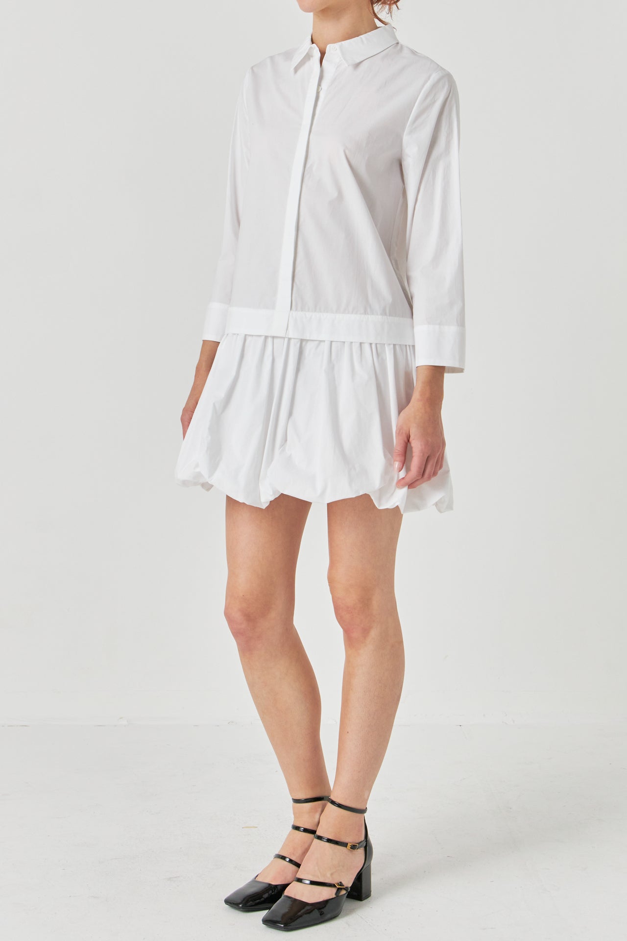 ENGLISH FACTORY - Bubble Hem Shirt Mini Dress - DRESSES available at Objectrare