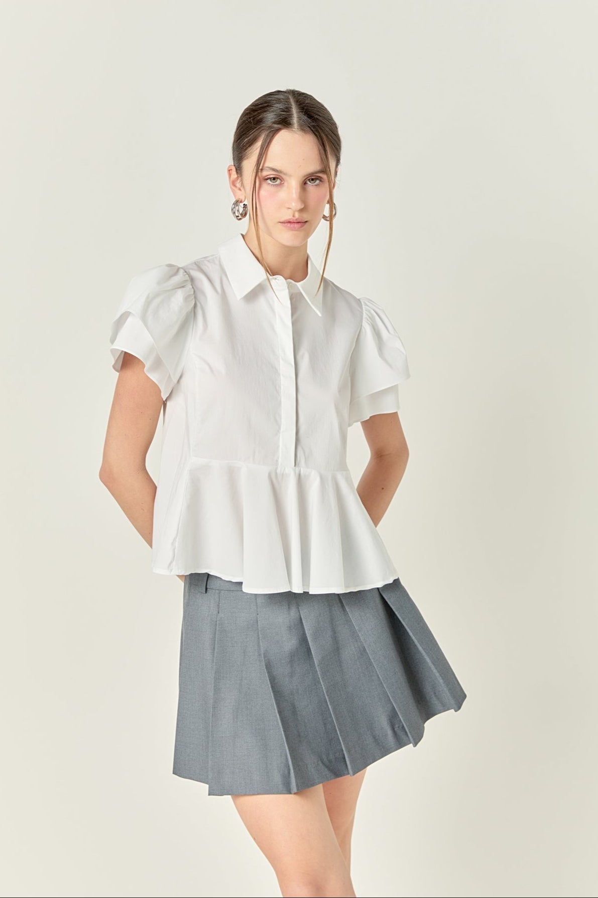ENGLISH FACTORY - Peplum Shirt Top - TOPS available at Objectrare