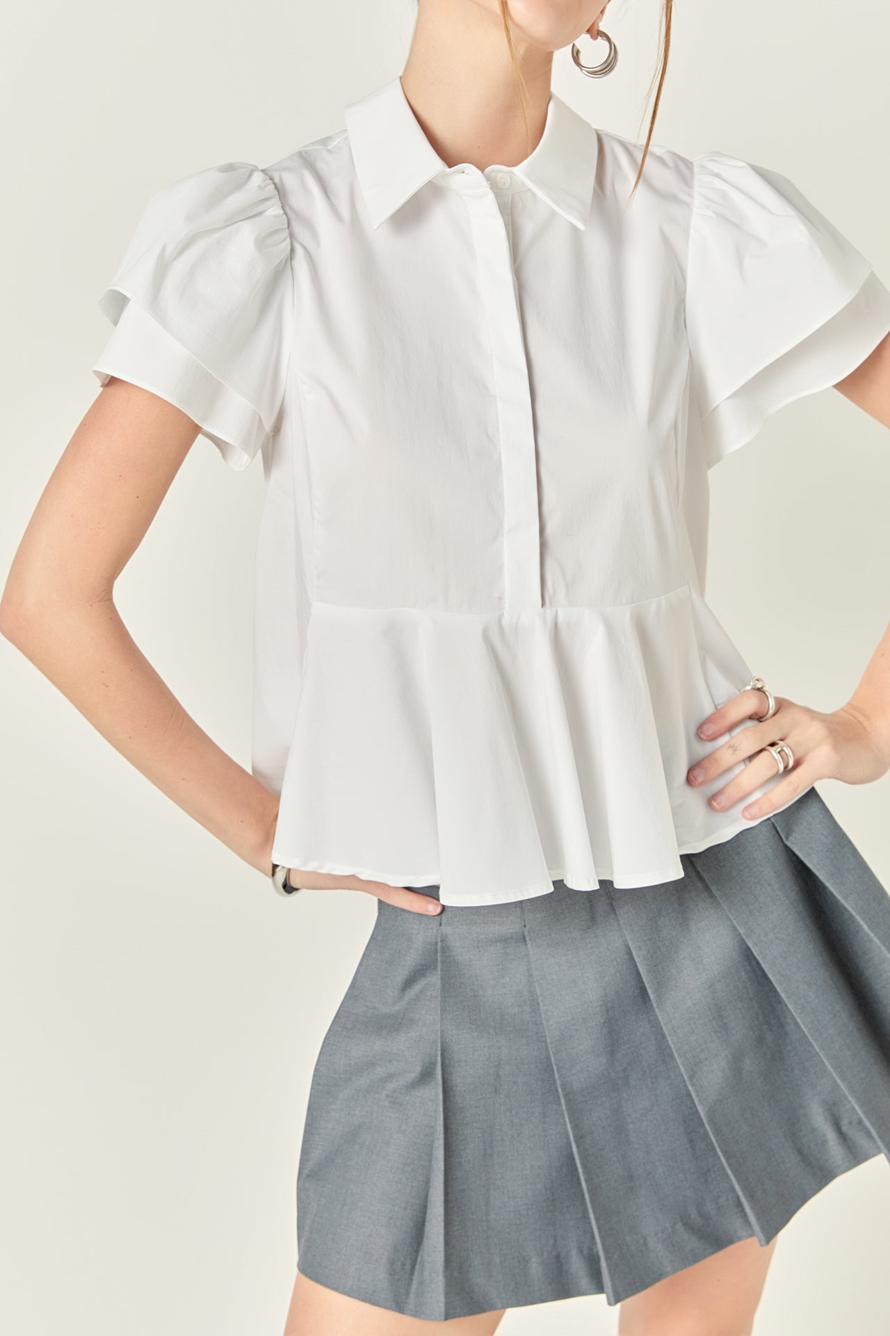 ENGLISH FACTORY - Peplum Shirt Top - TOPS available at Objectrare