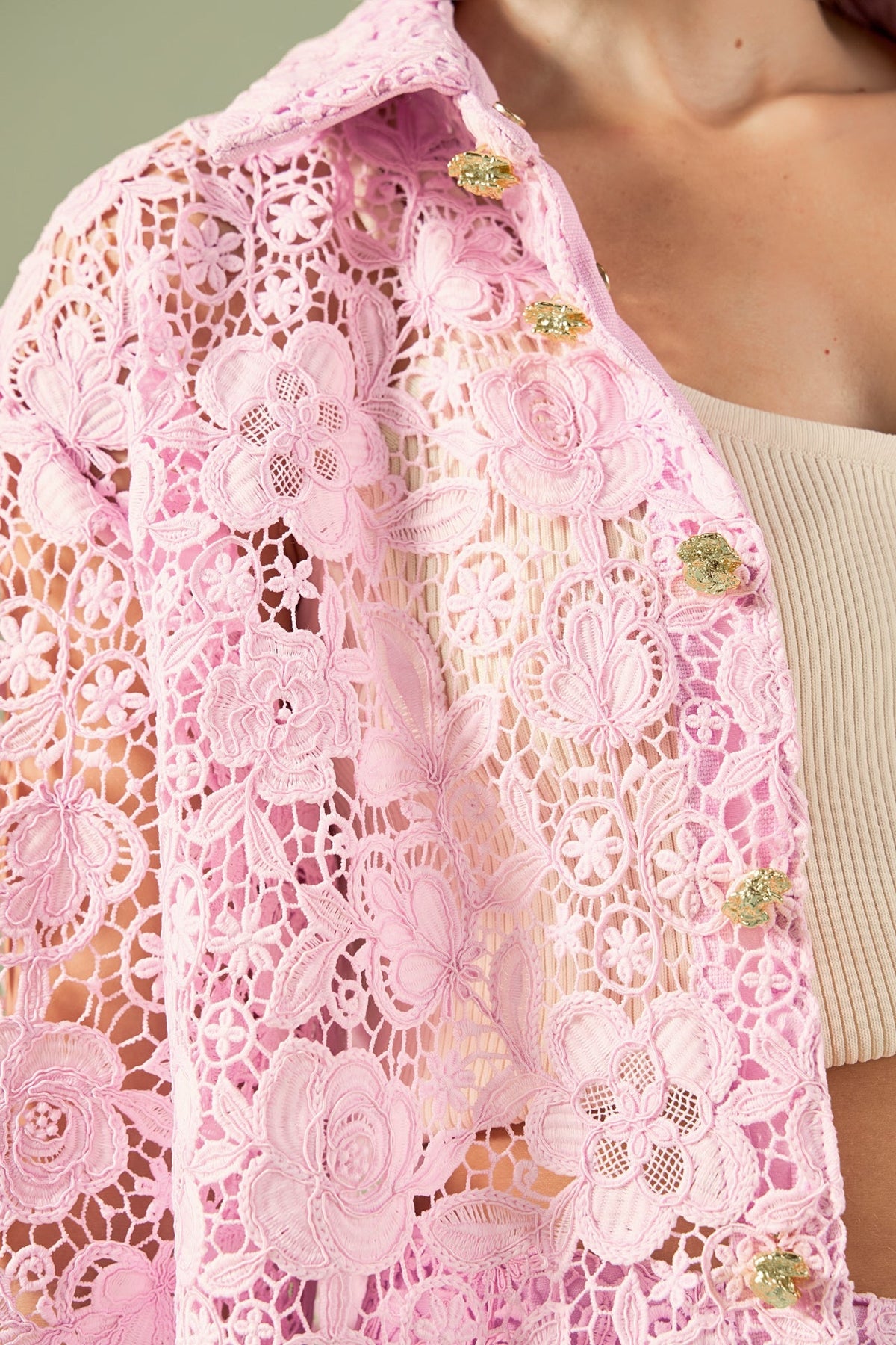 ENGLISH FACTORY - Willow Floral Guipure Lace Oversized Shirt - BLOUSES available at Objectrare