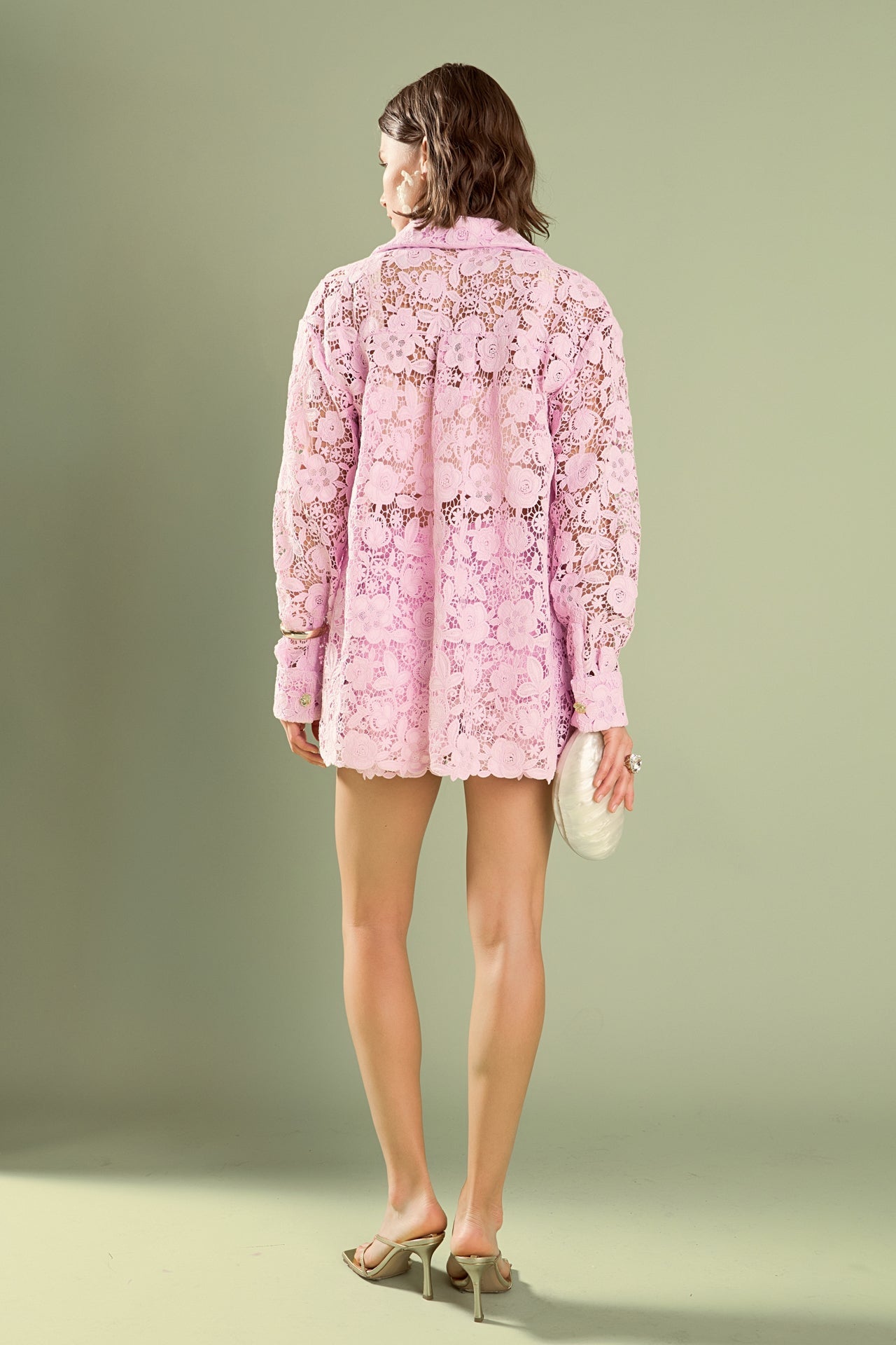 ENGLISH FACTORY - Willow Floral Guipure Lace Oversized Shirt - TOPS available at Objectrare