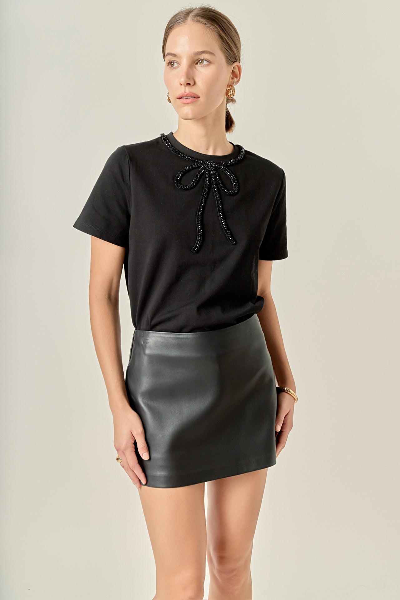 ENGLISH FACTORY - Beaded Bow Tee - T-SHIRTS available at Objectrare