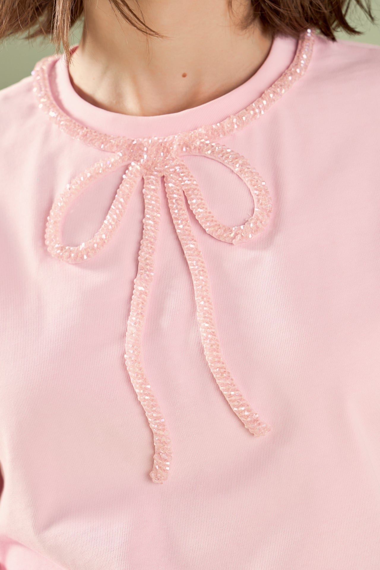 ENGLISH FACTORY - Annabelle Beaded Bow Tee - T-SHIRTS available at Objectrare