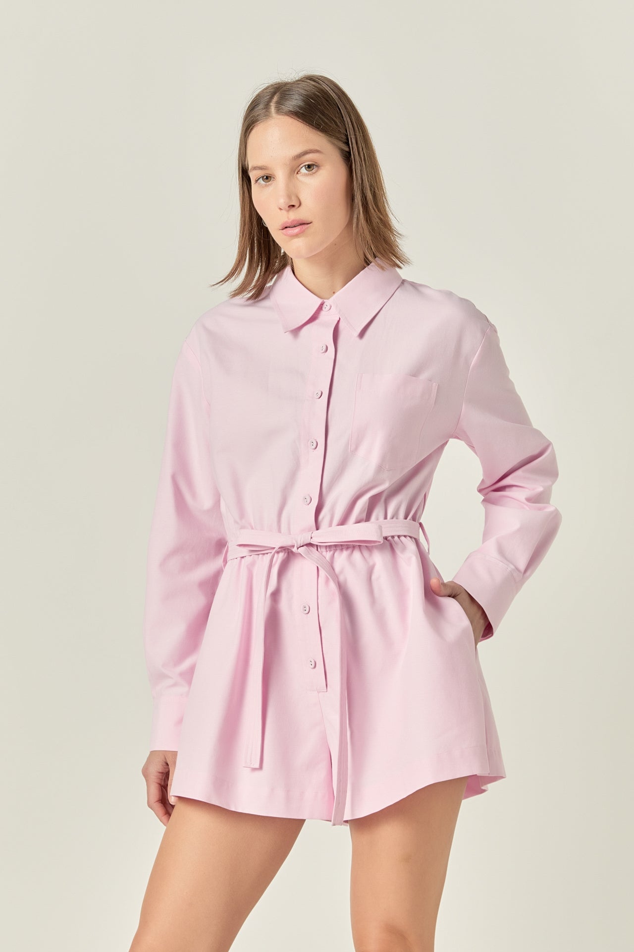 ENGLISH FACTORY - Oxford Belted Romper - ROMPERS available at Objectrare