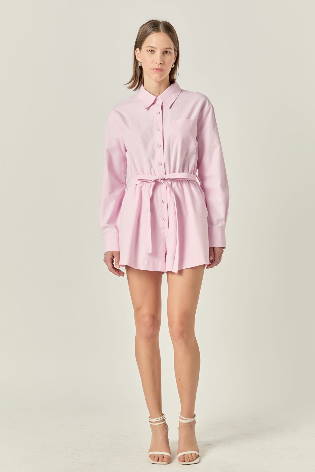 ENGLISH FACTORY - Oxford Belted Romper - ROMPERS available at Objectrare