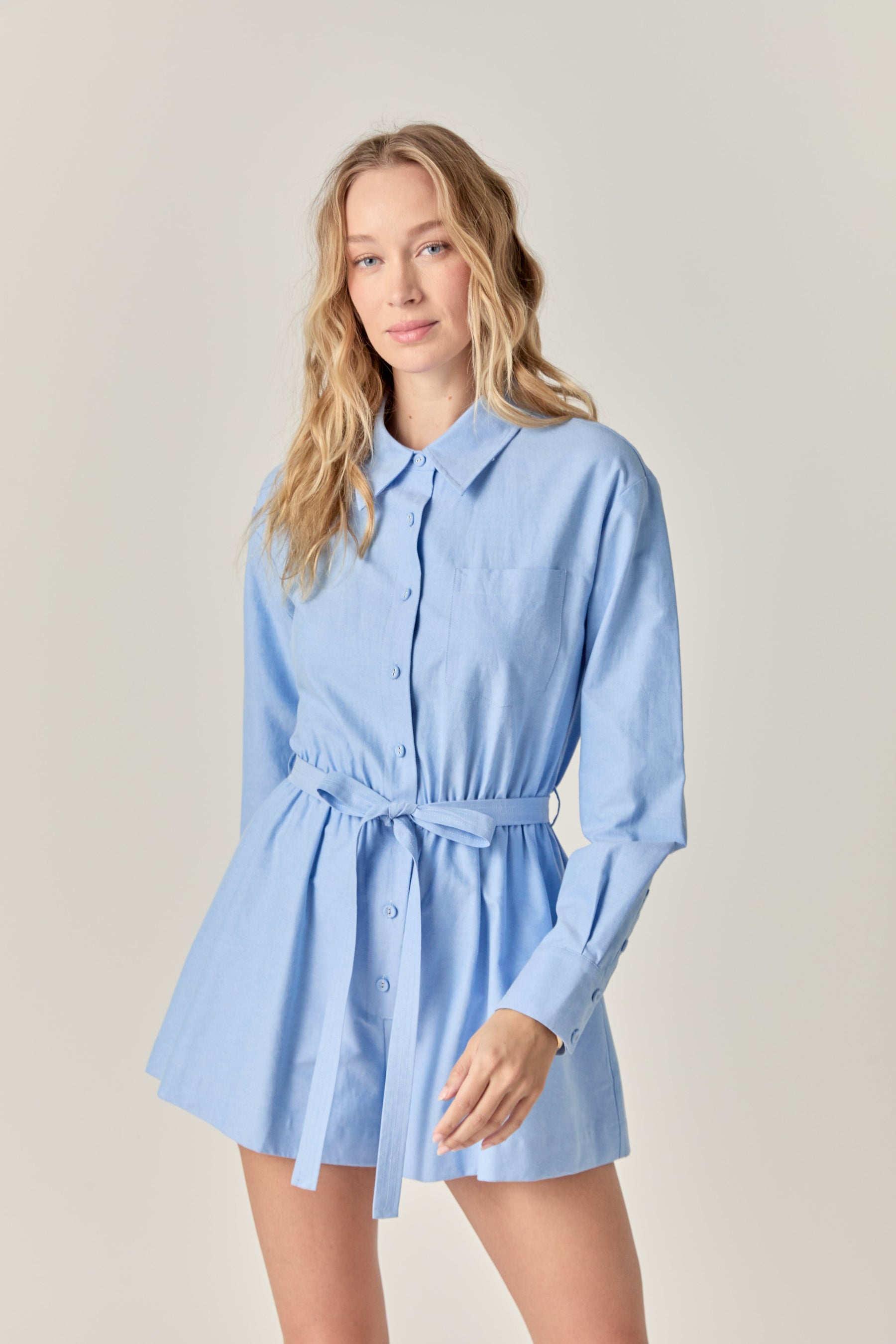 ENGLISH FACTORY - Oxford Belted Romper - ROMPERS available at Objectrare