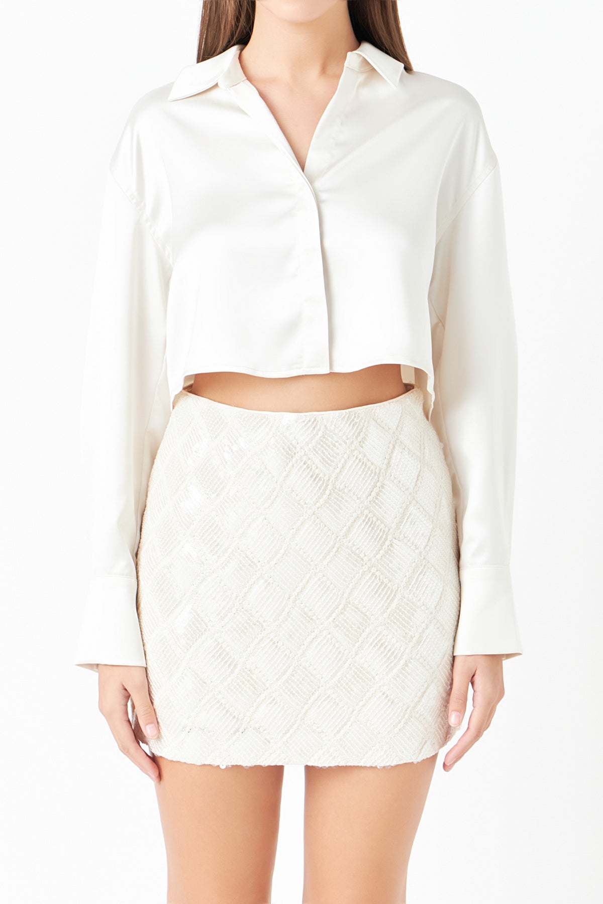 ENDLESS ROSE - Satin Crop Shirt - TOPS available at Objectrare