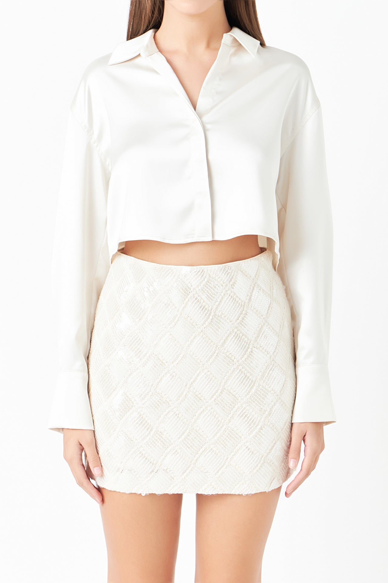 ENDLESS ROSE - Satin Crop Shirt - TOPS available at Objectrare