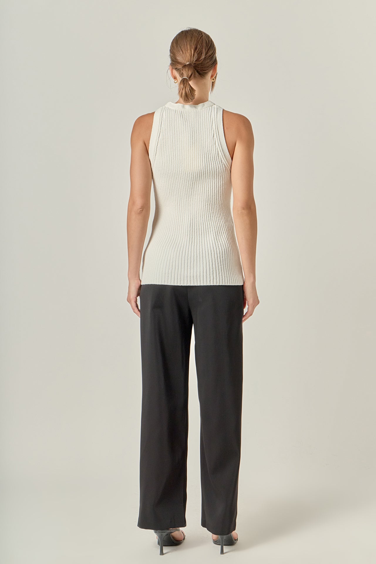 Ribbed Knit Button-Front Vest