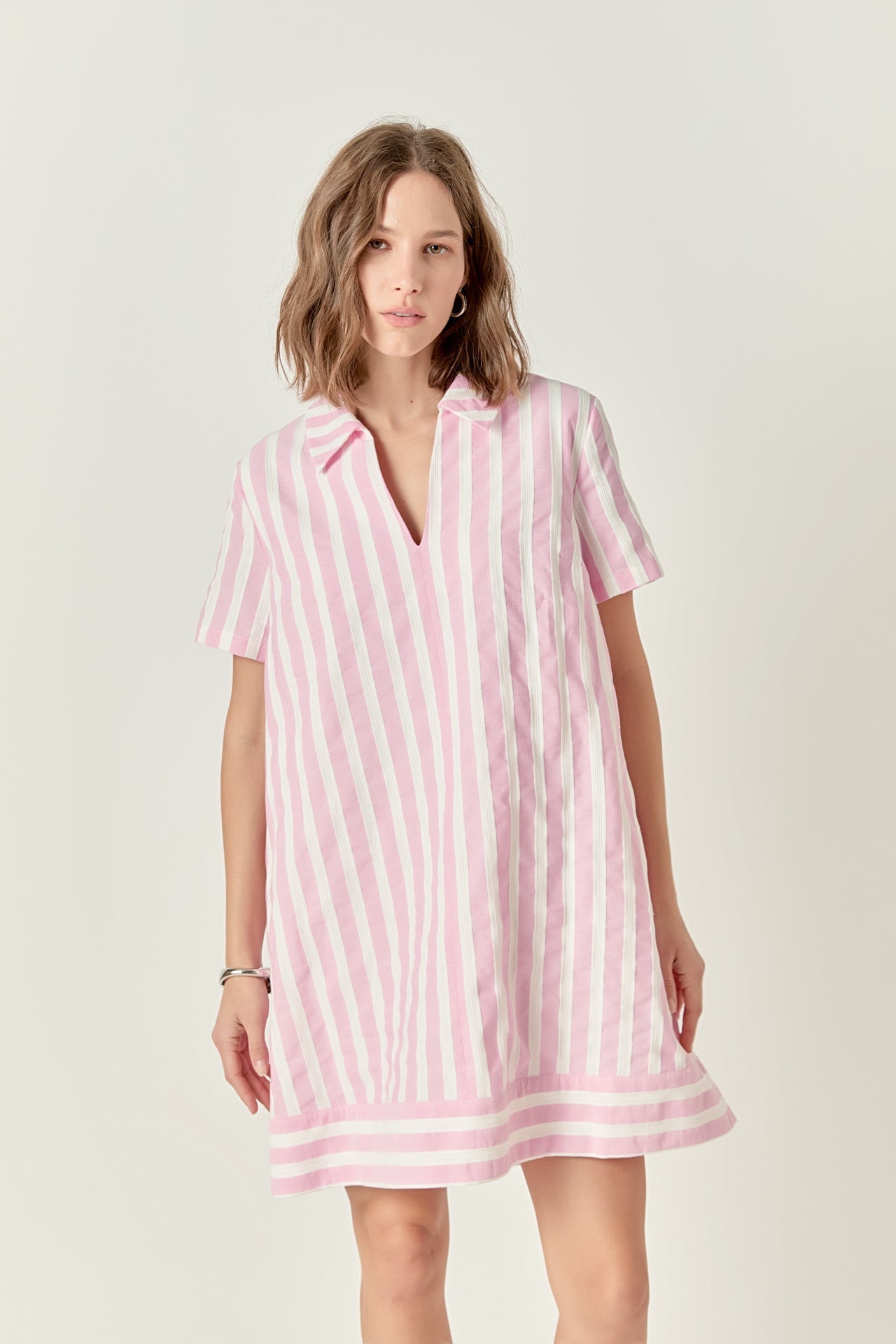 ENGLISH FACTORY - Striped Jacquard Mini Shirt Dress - DRESSES available at Objectrare