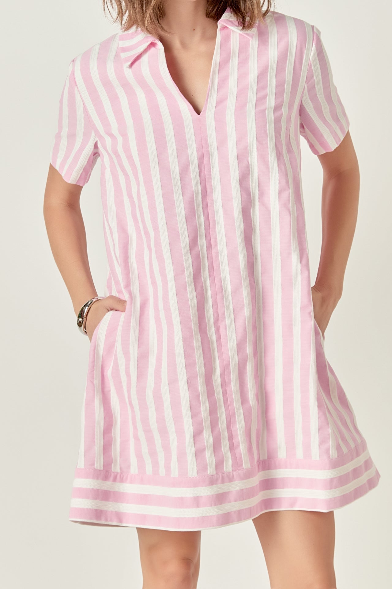 ENGLISH FACTORY - Striped Jacquard Mini Shirt Dress - DRESSES available at Objectrare