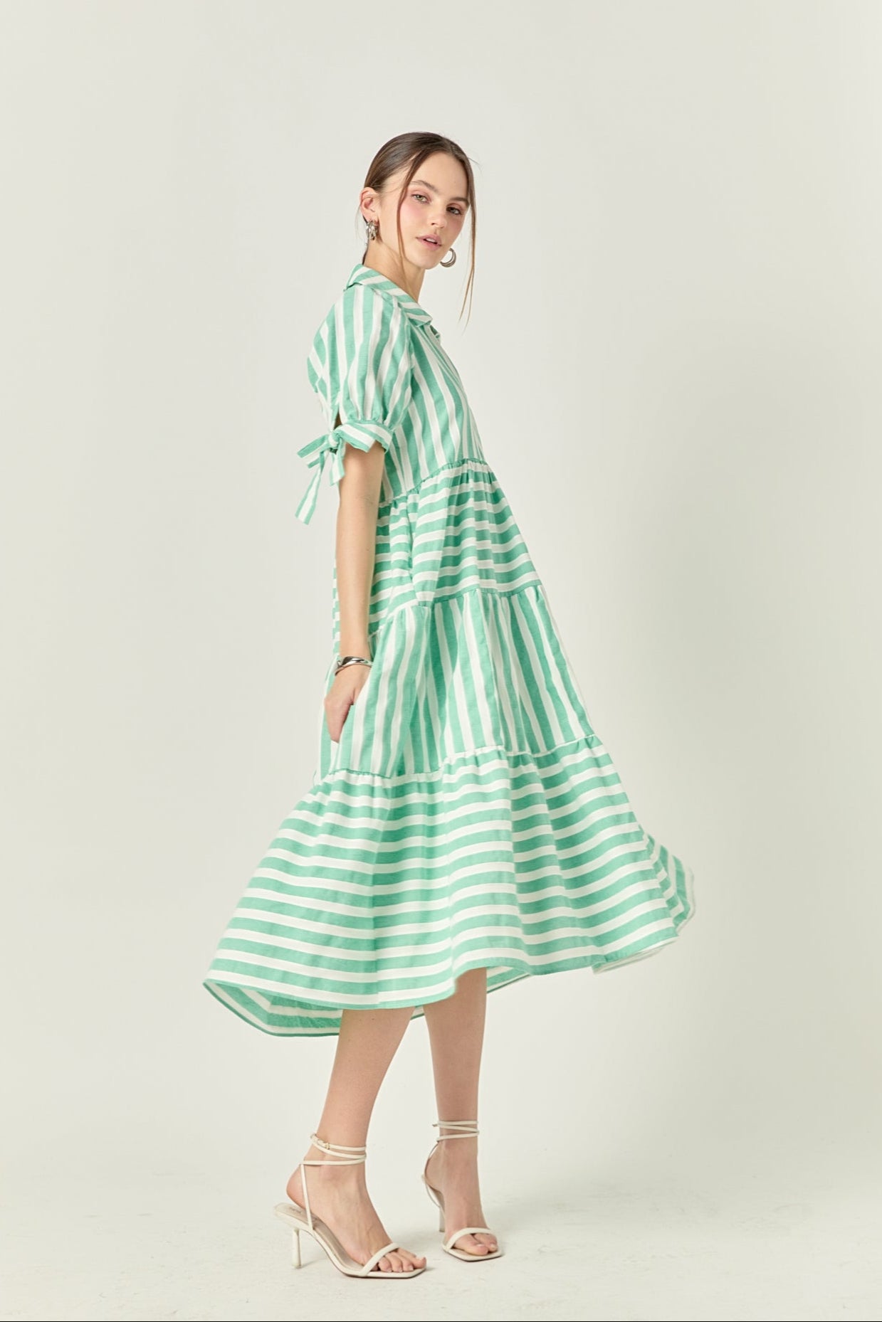 ENGLISH FACTORY - Striped Jacquard Midi Dress - DRESSES available at Objectrare