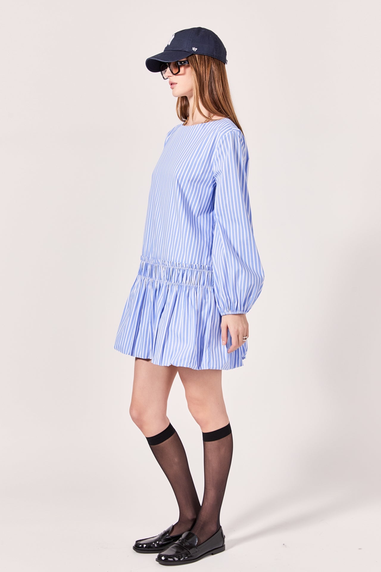 ENGLISH FACTORY - Francine Striped Balloon Mini Dress - DRESSES available at Objectrare