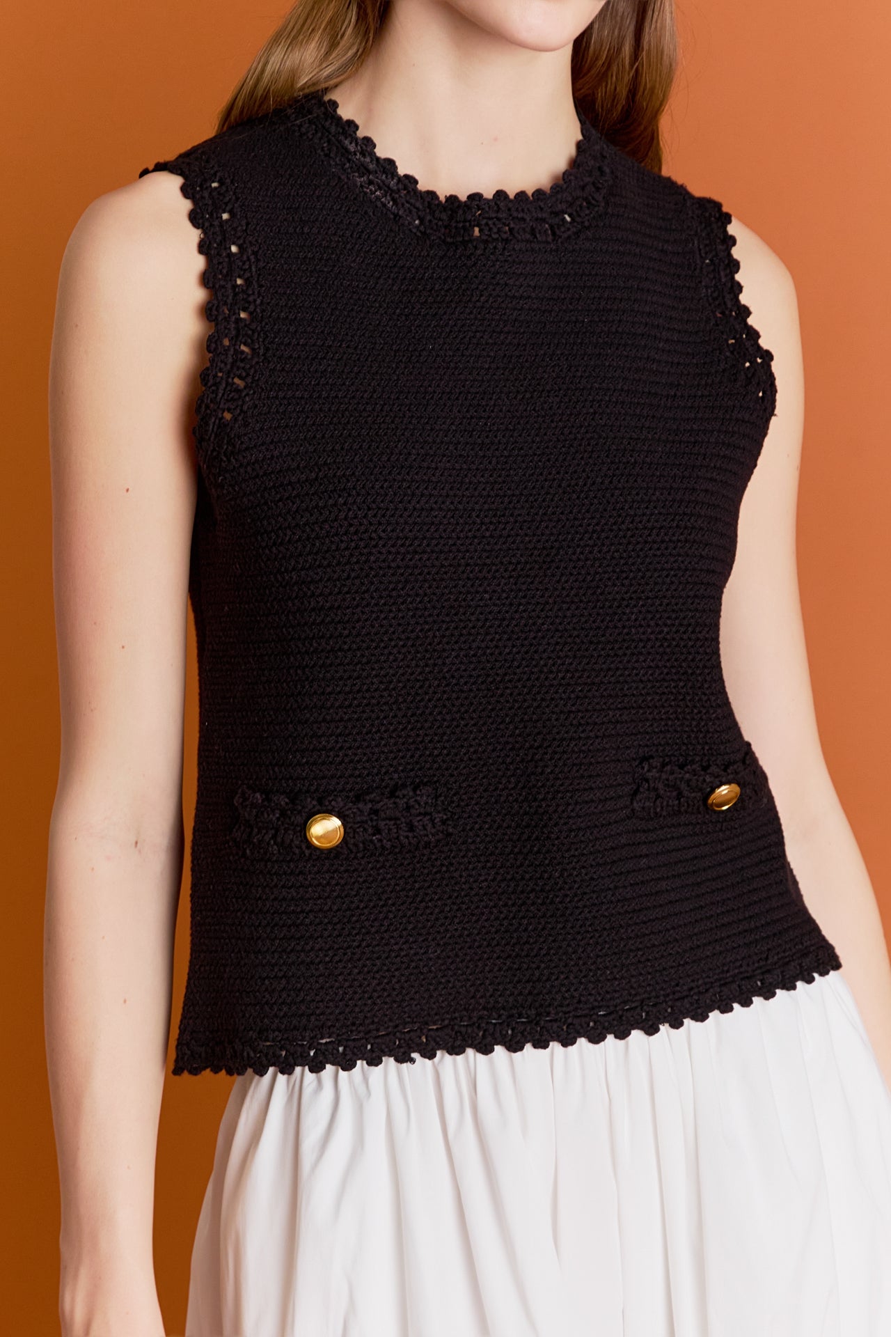 ENGLISH FACTORY - Sleeveless Knit Top - SWEATERS & KNITS available at Objectrare