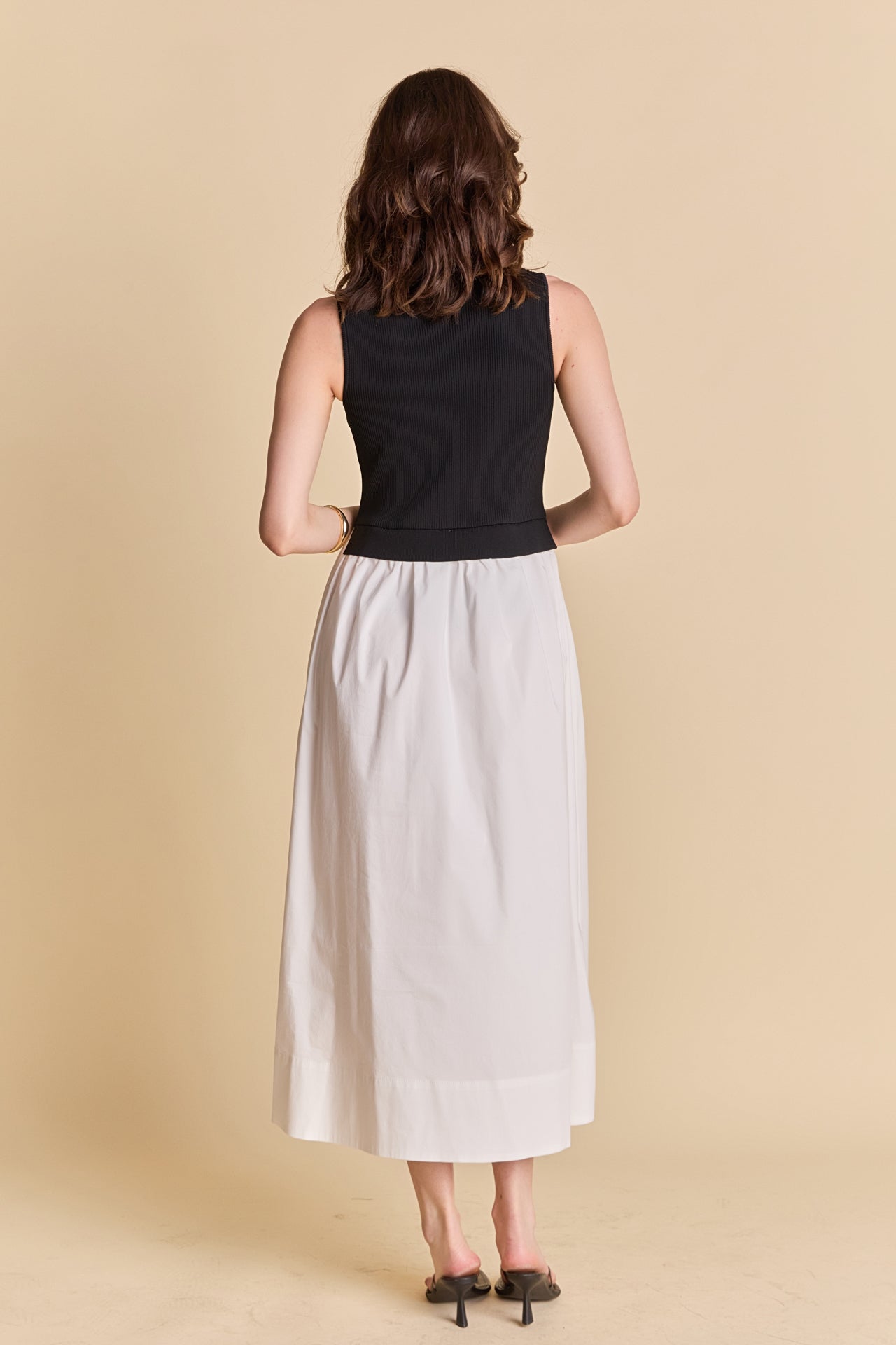 Sleeveless Mixed Media Midi Dress