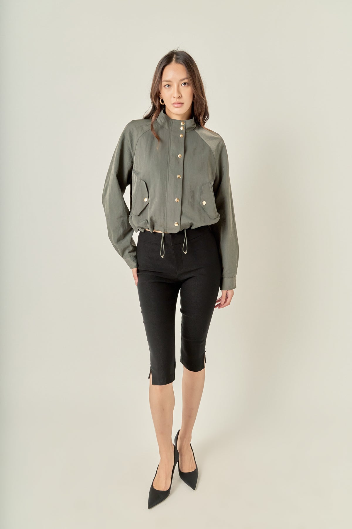 ENGLISH FACTORY - Drawstring Hem Utility Jacket - JACKETS available at Objectrare