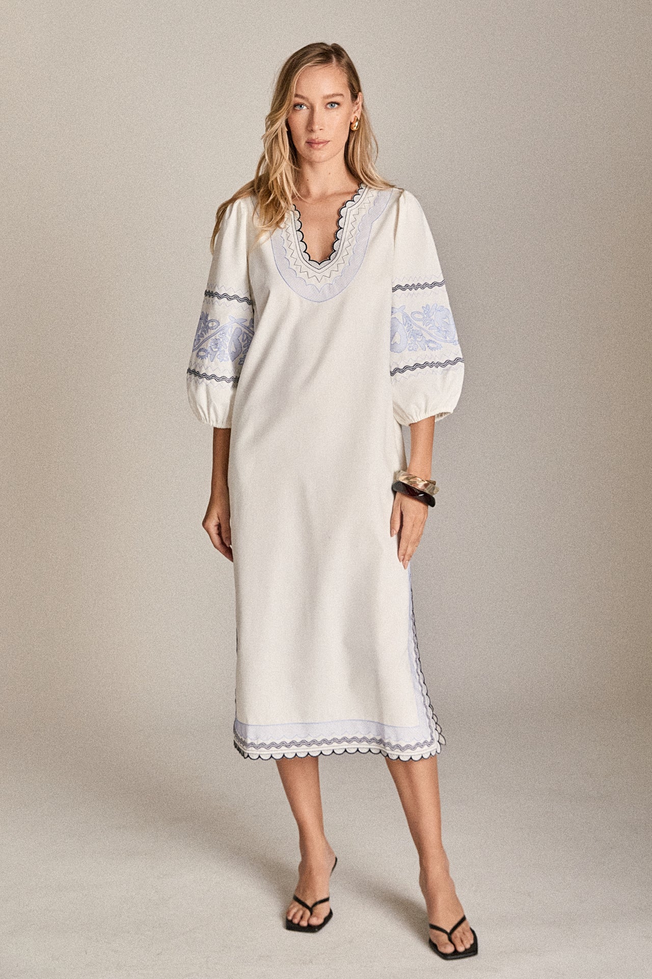 ENGLISH FACTORY - The Scallop Stitch Midi Dress - DRESSES available at Objectrare