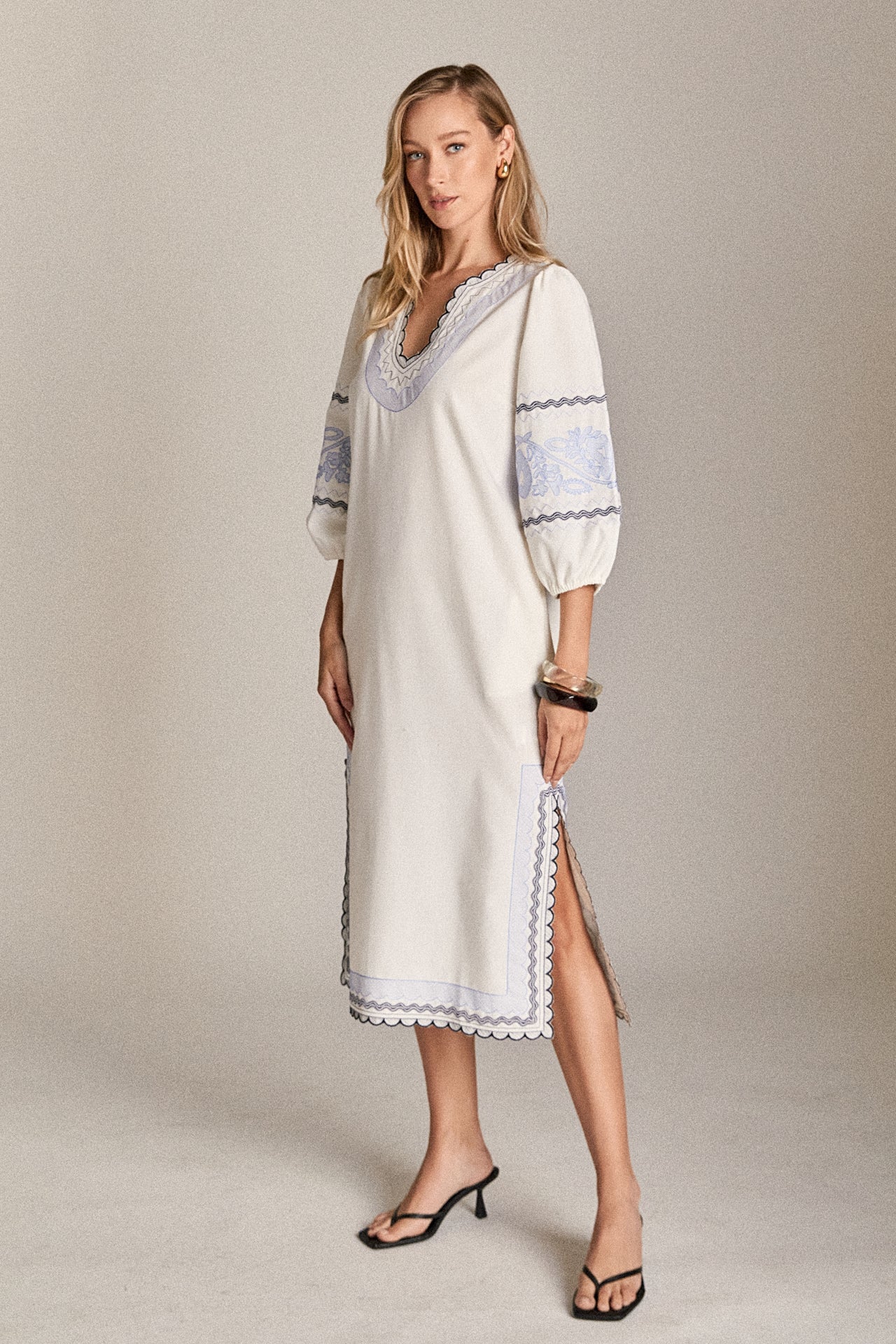 ENGLISH FACTORY - The Scallop Stitch Midi Dress - DRESSES available at Objectrare