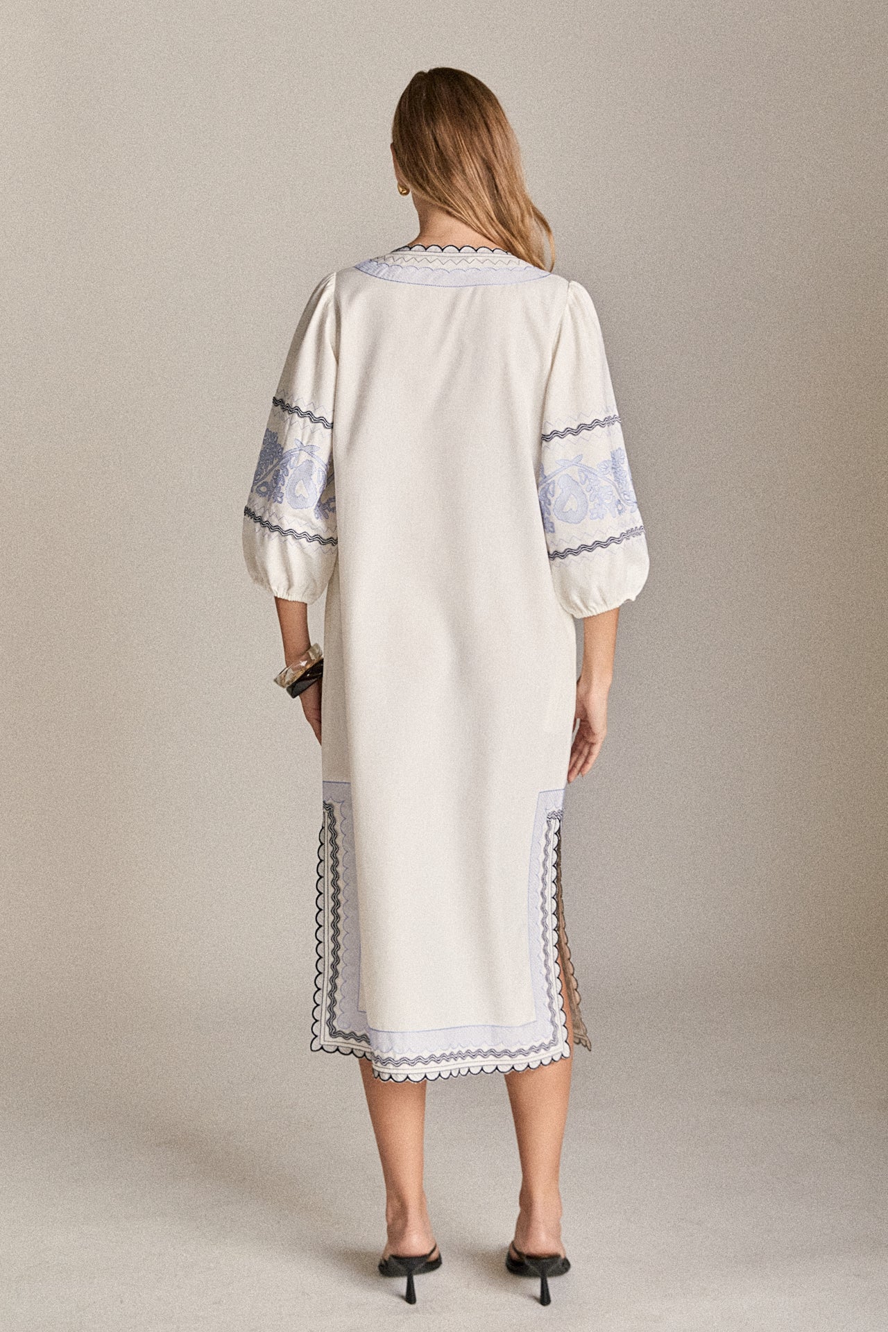ENGLISH FACTORY - The Scallop Stitch Midi Dress - DRESSES available at Objectrare