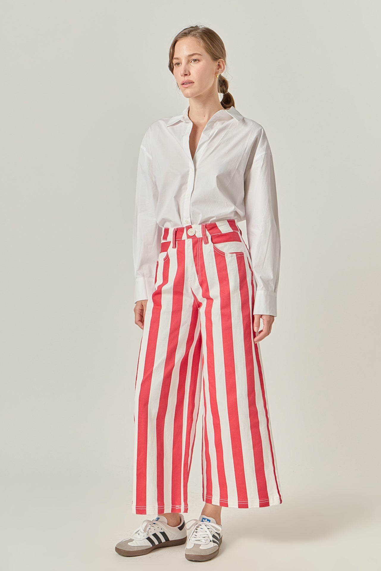 Wide Leg Bold Stripe Denim Pants