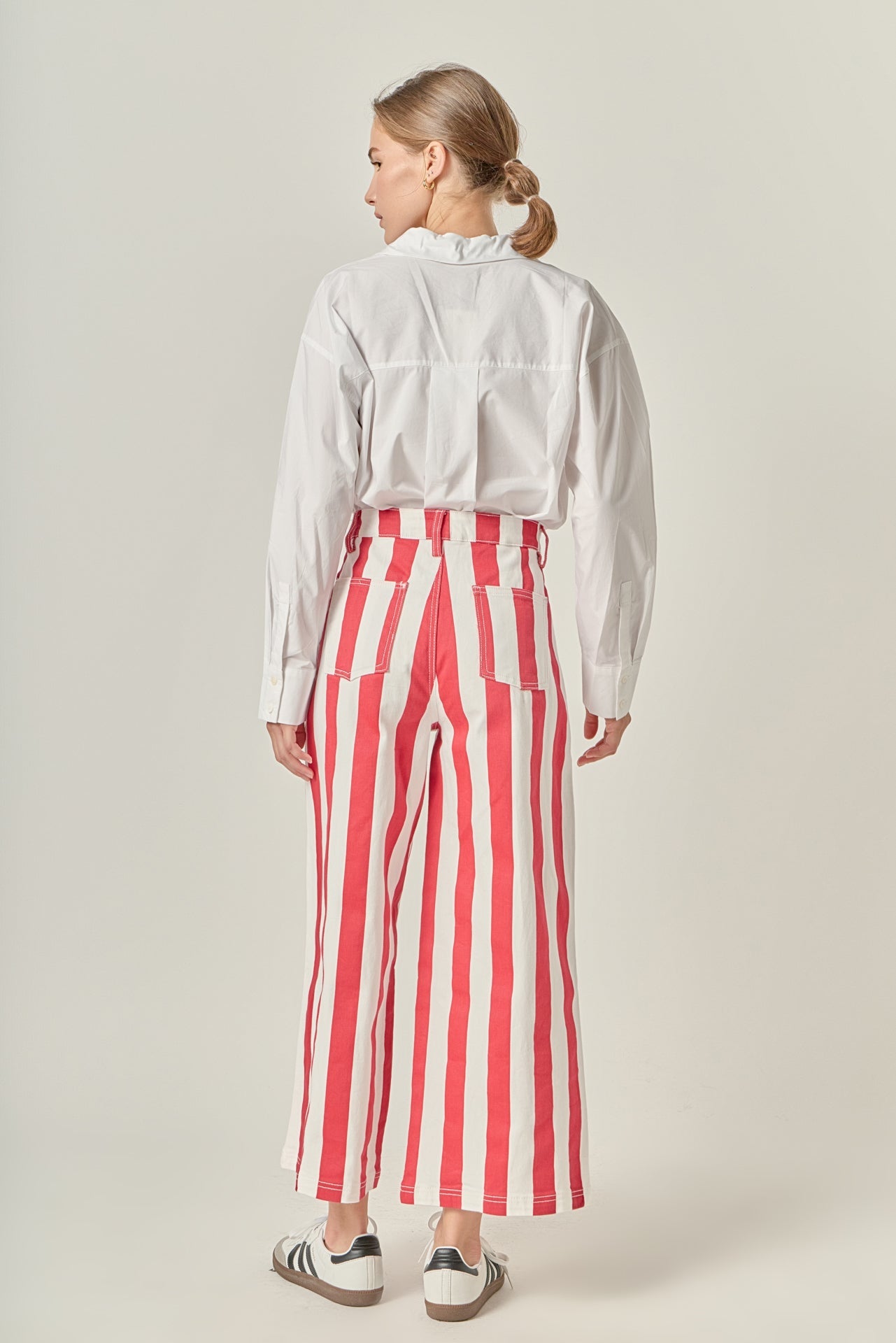 Wide Leg Bold Stripe Denim Pants
