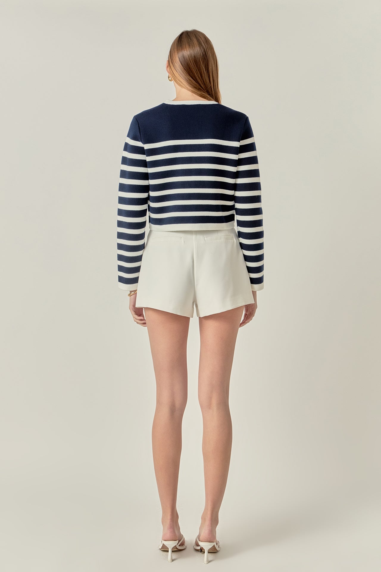 ENGLISH FACTORY - Nautical Stripe Gold Button Cardigan - SWEATERS & KNITS available at Objectrare