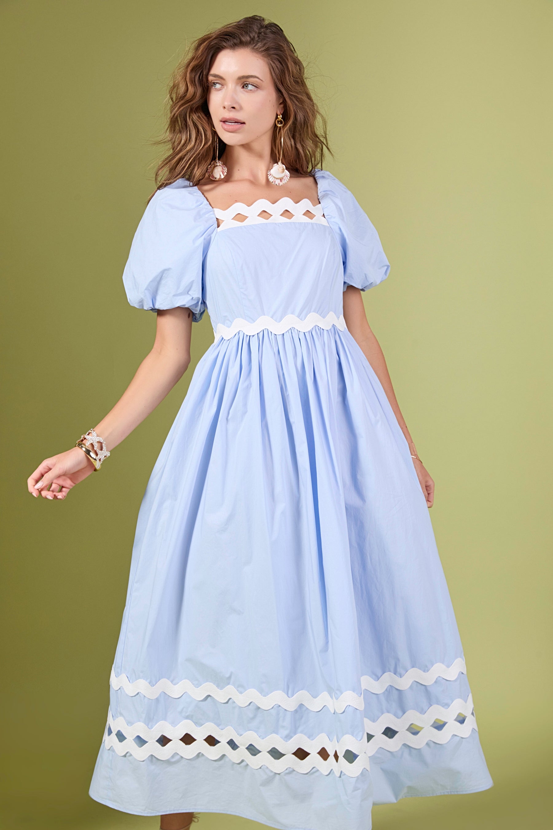 ENGLISH FACTORY - Scallop Pointed Midi Dress - DRESSES available at Objectrare