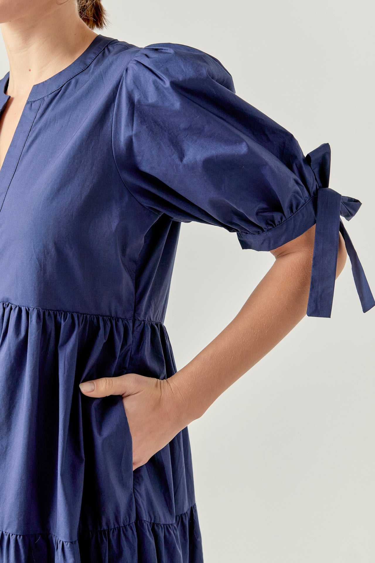 ENGLISH FACTORY - Tiered Midi Dress with Bow-Tie Sleeves - DRESSES available at Objectrare