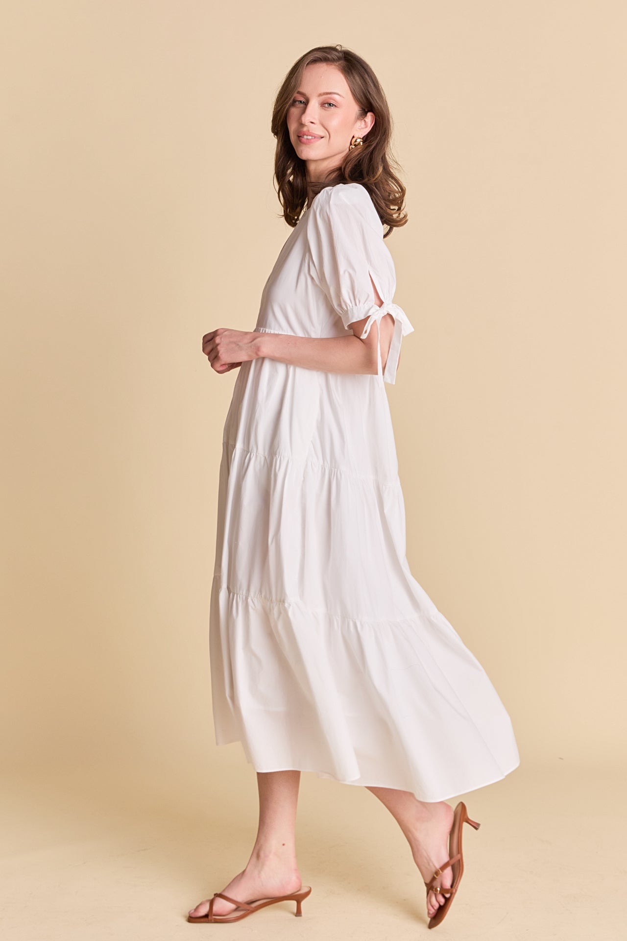 ENGLISH FACTORY - Tiered Midi Dress with Bow-Tie Sleeves - DRESSES available at Objectrare