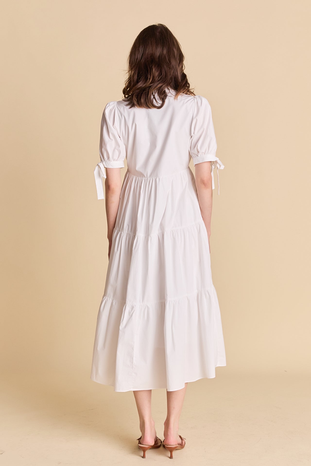 ENGLISH FACTORY - Tiered Midi Dress with Bow-Tie Sleeves - DRESSES available at Objectrare