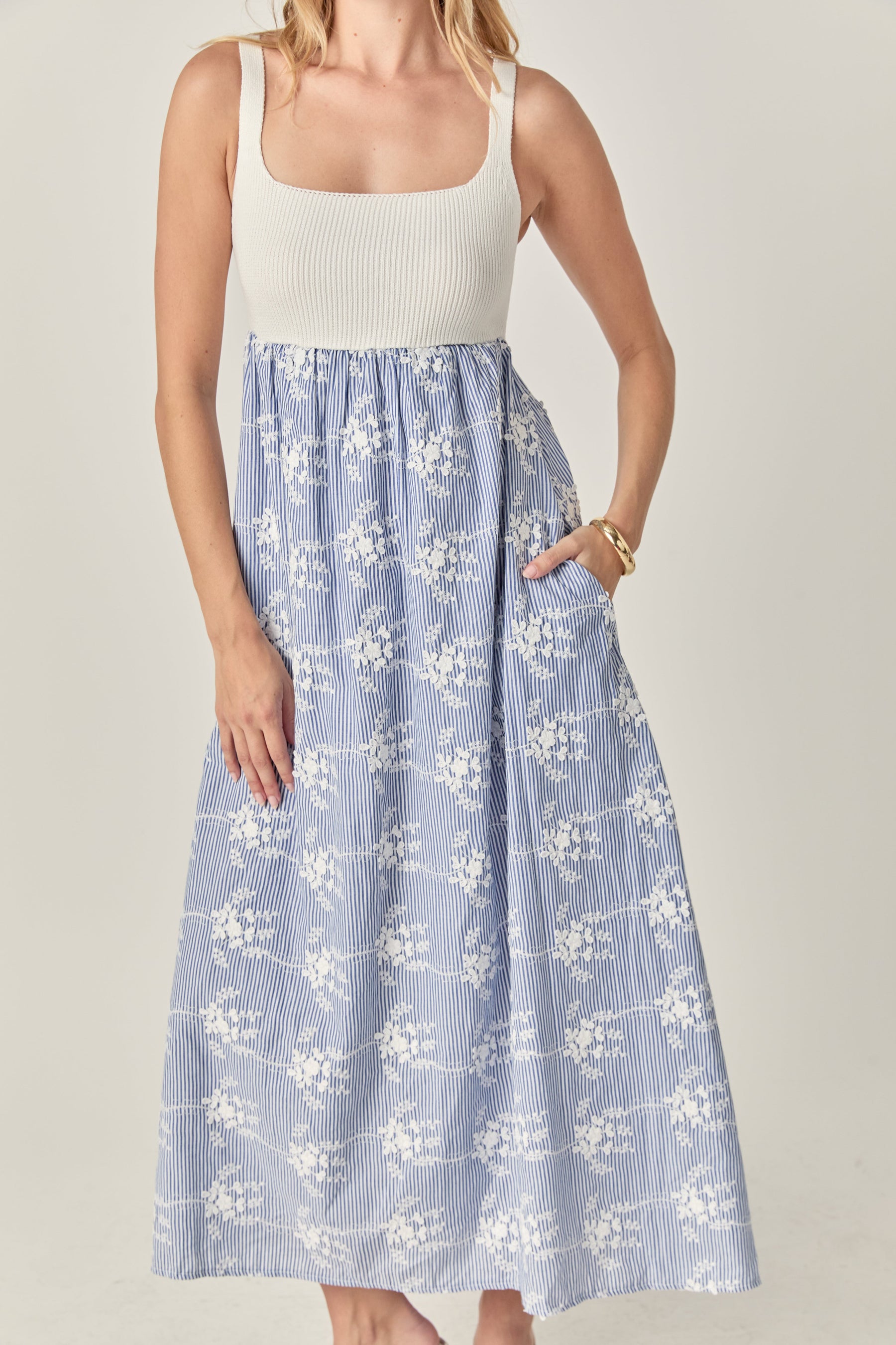 ENGLISH FACTORY - The Charlotte Mixed Media Midi Dress - DRESSES available at Objectrare