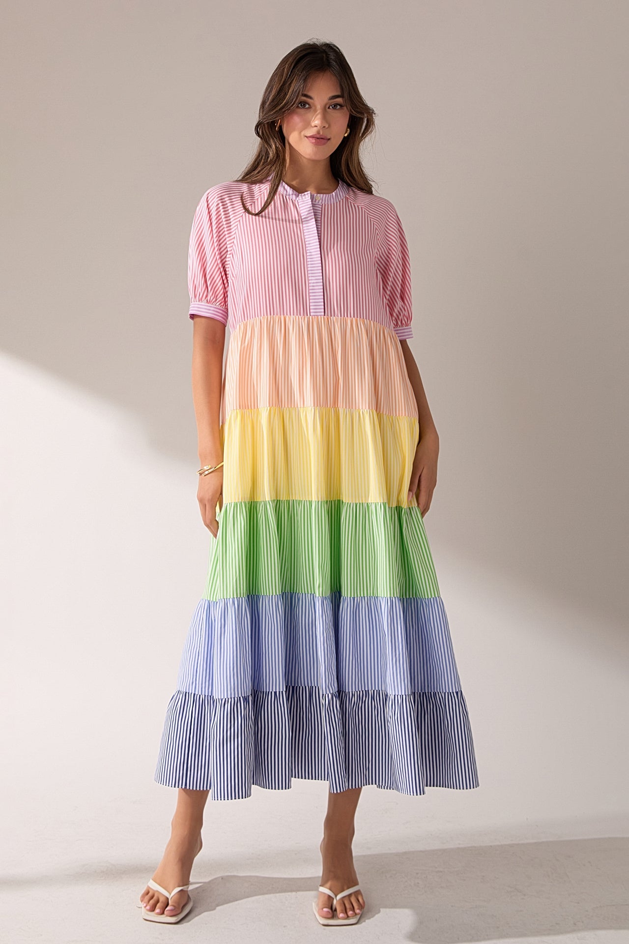 ENGLISH FACTORY - Color Block Striped Midi Dress - DRESSES available at Objectrare