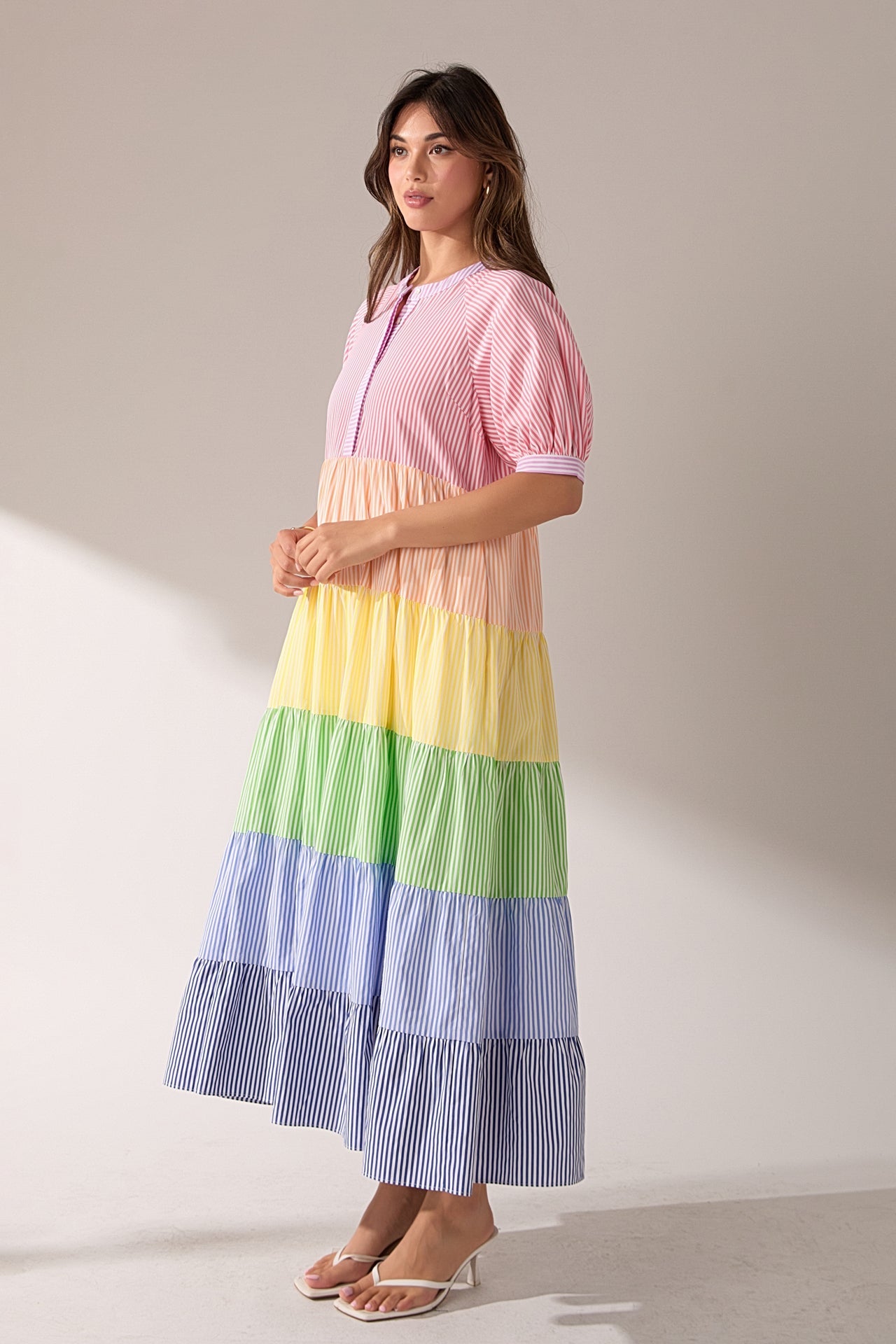 ENGLISH FACTORY - Color Block Striped Midi Dress - DRESSES available at Objectrare
