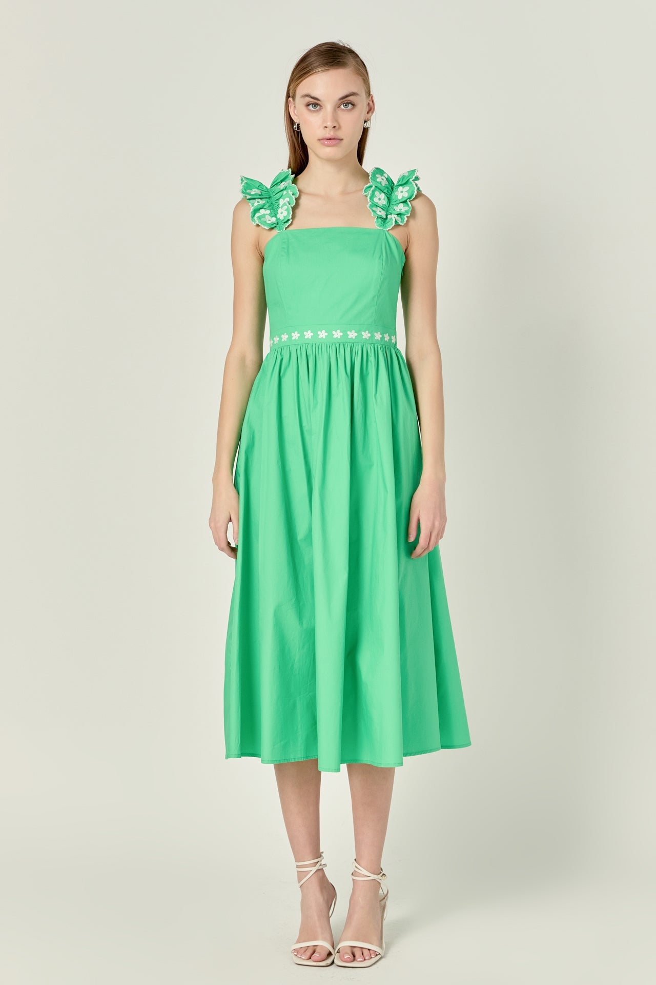 green emerald velvet dress Dearly Embroidered Mini Dress White Petite
