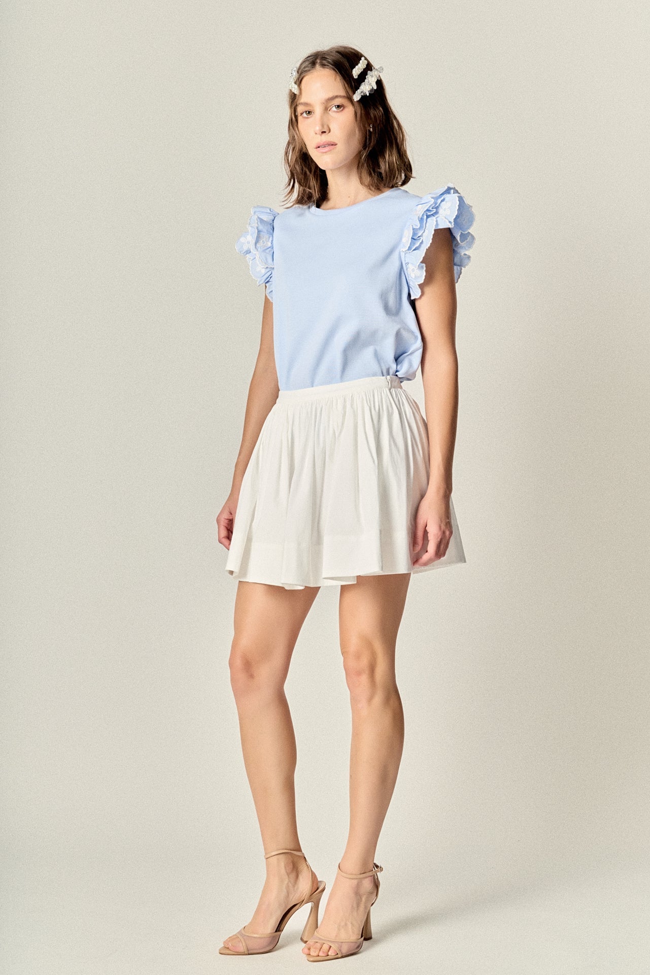 ENGLISH FACTORY - Flower Embroidered Ruffle Top - TOPS available at Objectrare