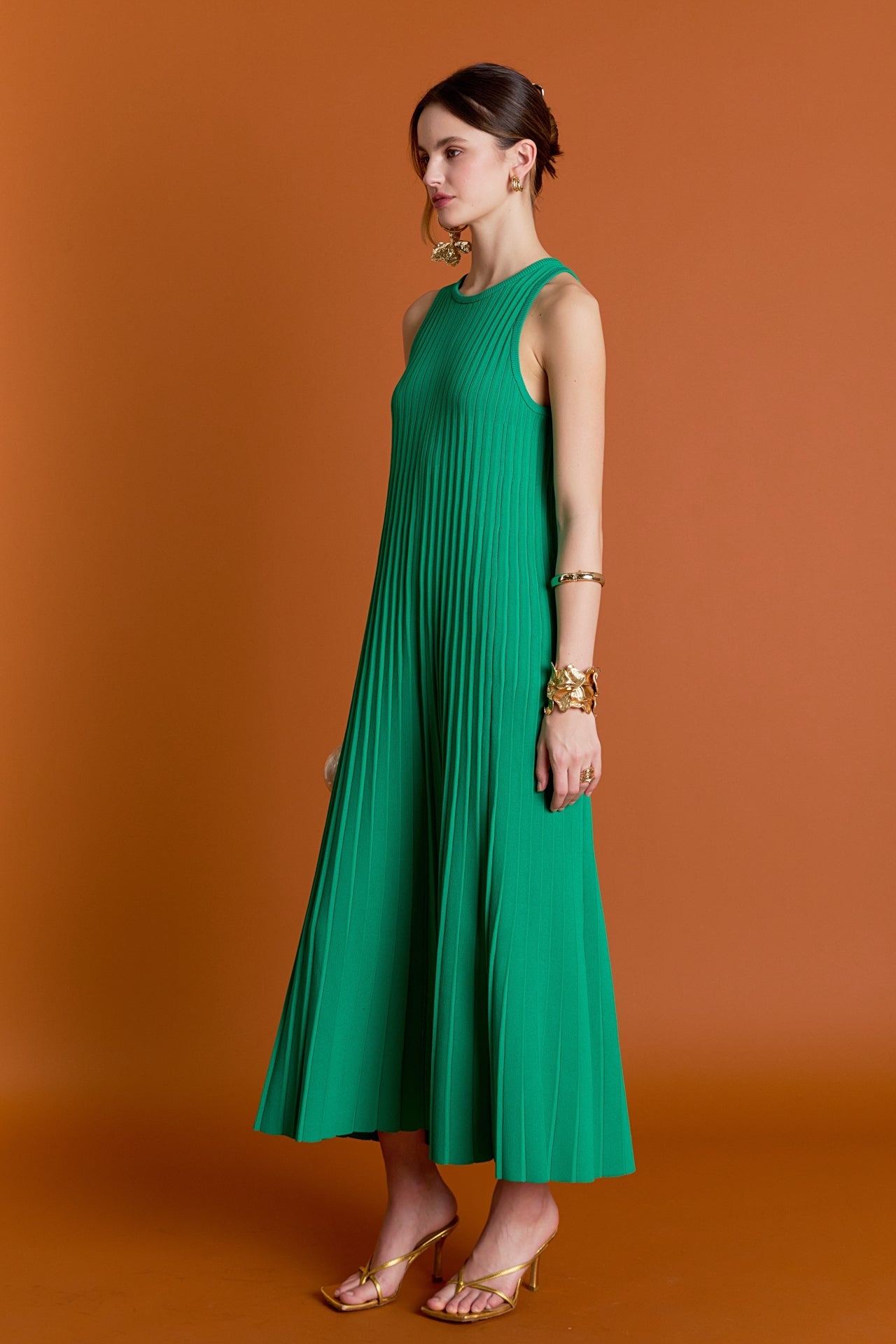 ENGLISH FACTORY - Gweneth Pleated A-Line Knit Midi Dress - DRESSES available at Objectrare