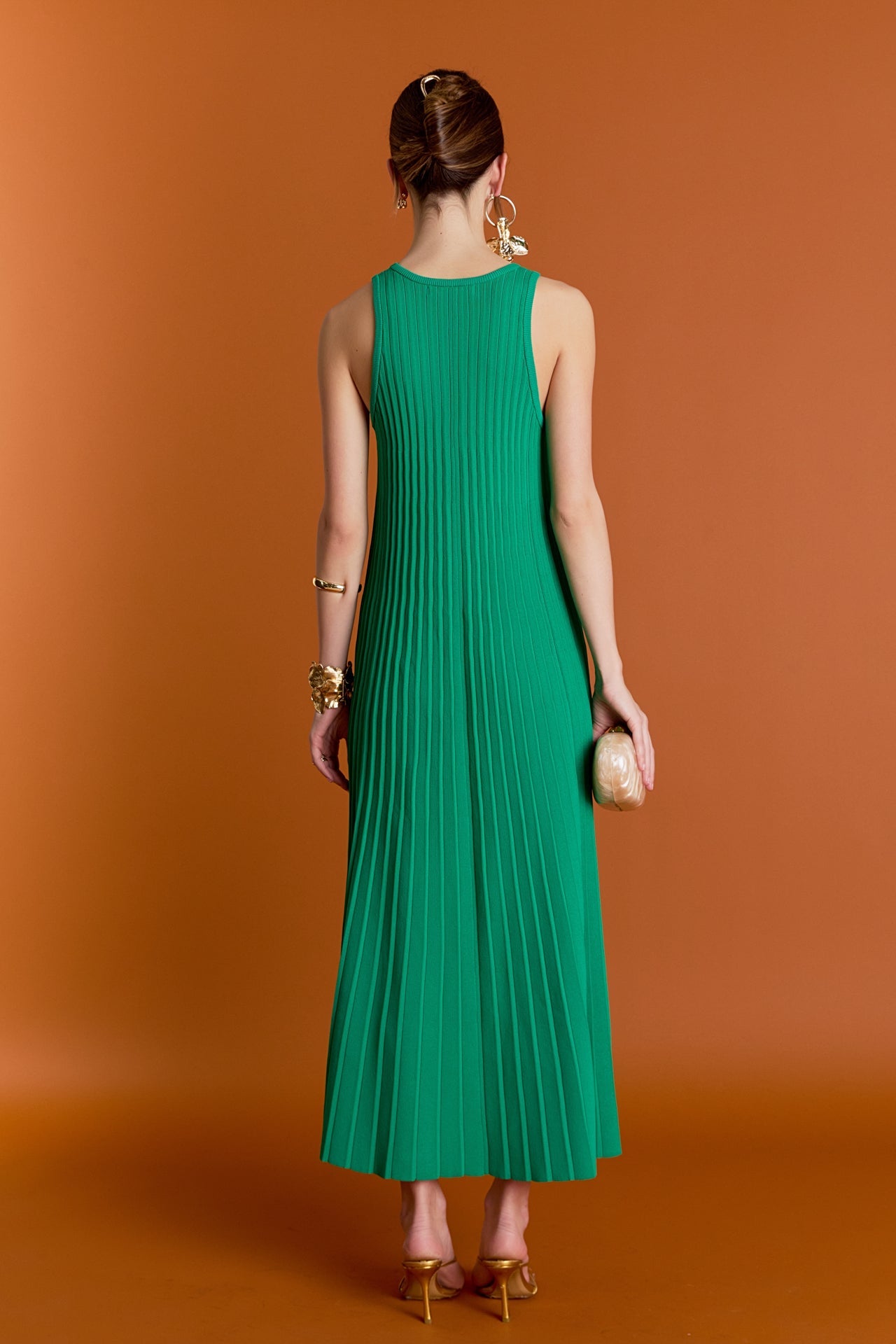 ENGLISH FACTORY - Gweneth Pleated A-Line Knit Midi Dress - DRESSES available at Objectrare