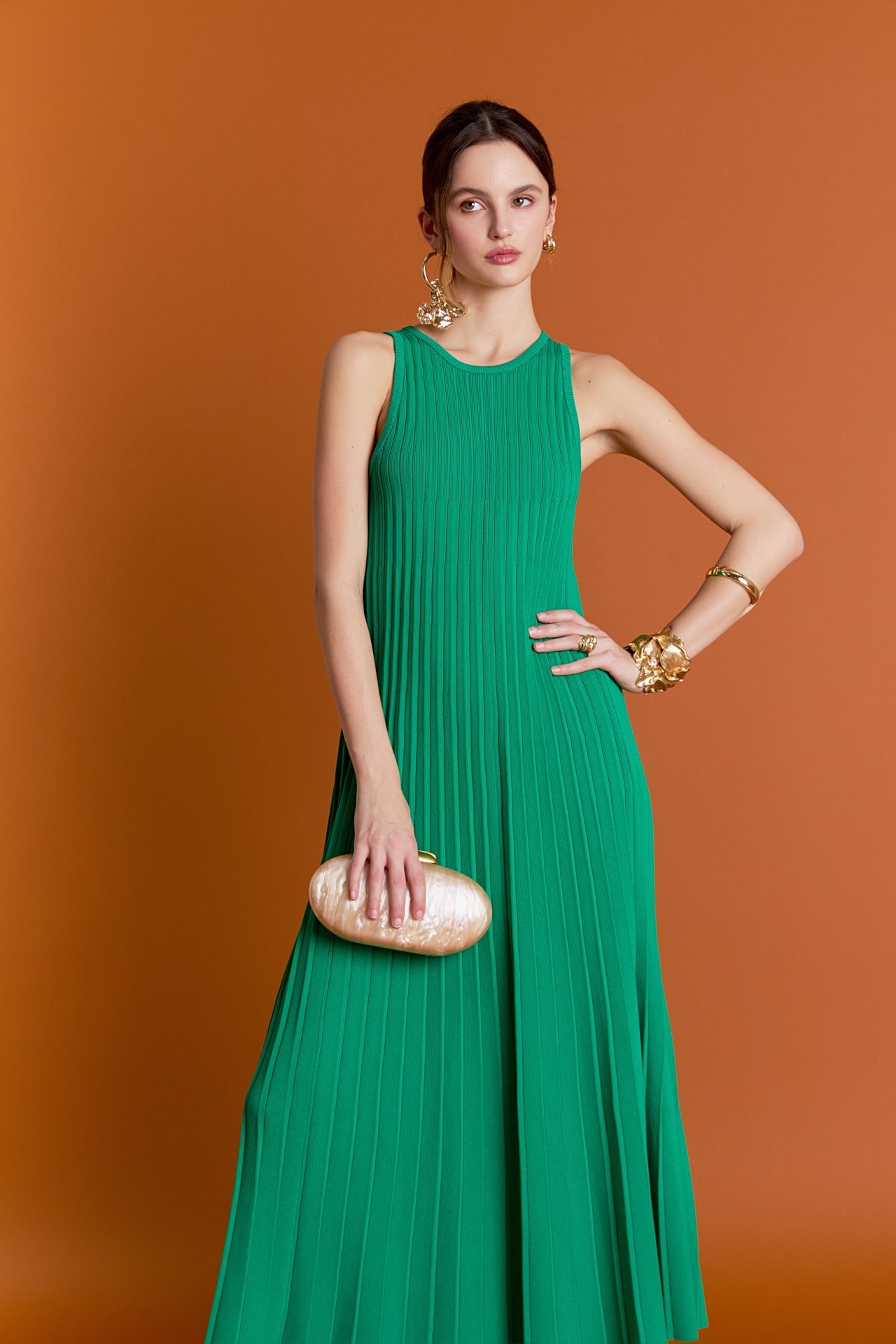 ENGLISH FACTORY - Gweneth Pleated A-Line Knit Midi Dress - DRESSES available at Objectrare