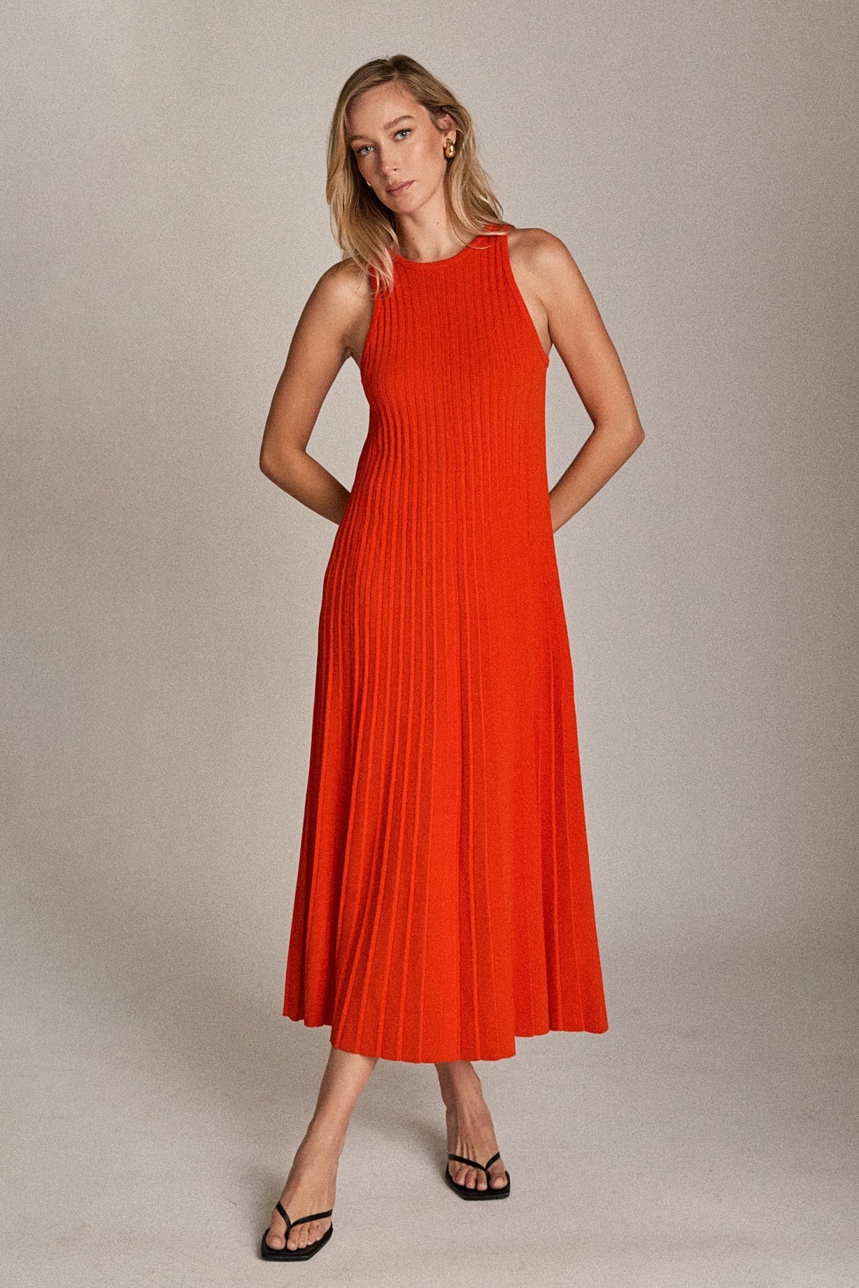 ENGLISH FACTORY - Pleated A-line Knit Midi Dress - DRESSES available at Objectrare