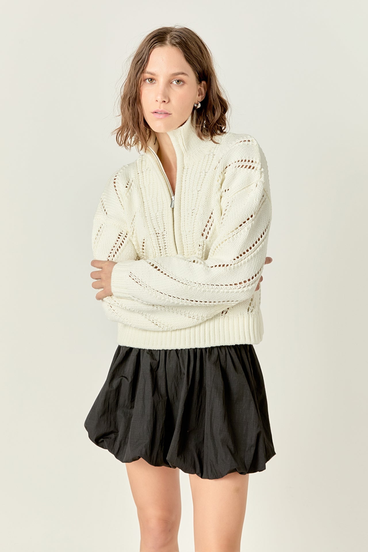 ENGLISH FACTORY - Collar Zip Up Knit - SWEATERS & KNITS available at Objectrare