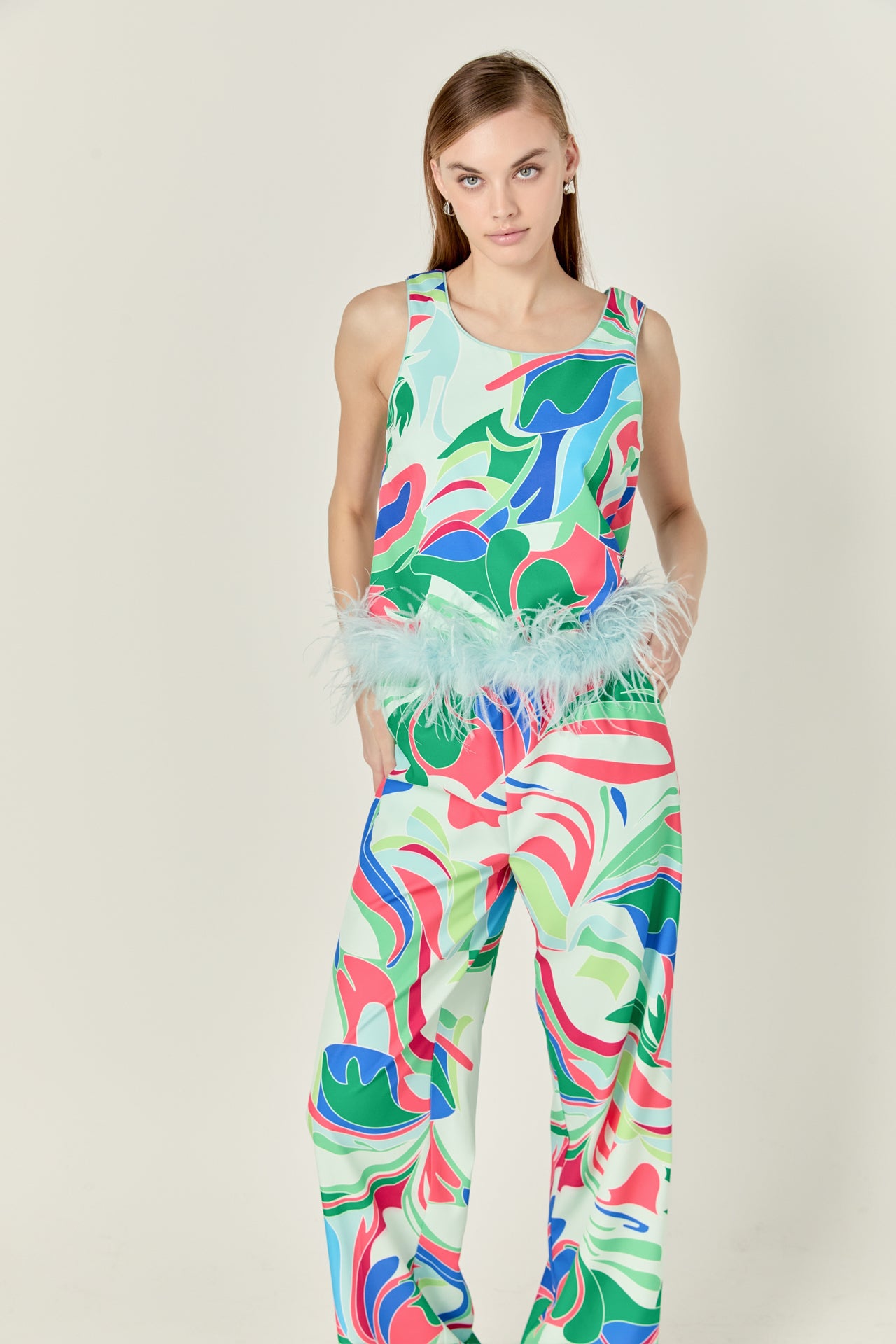 ENGLISH FACTORY - Print Top With Feathers - TOPS available at Objectrare