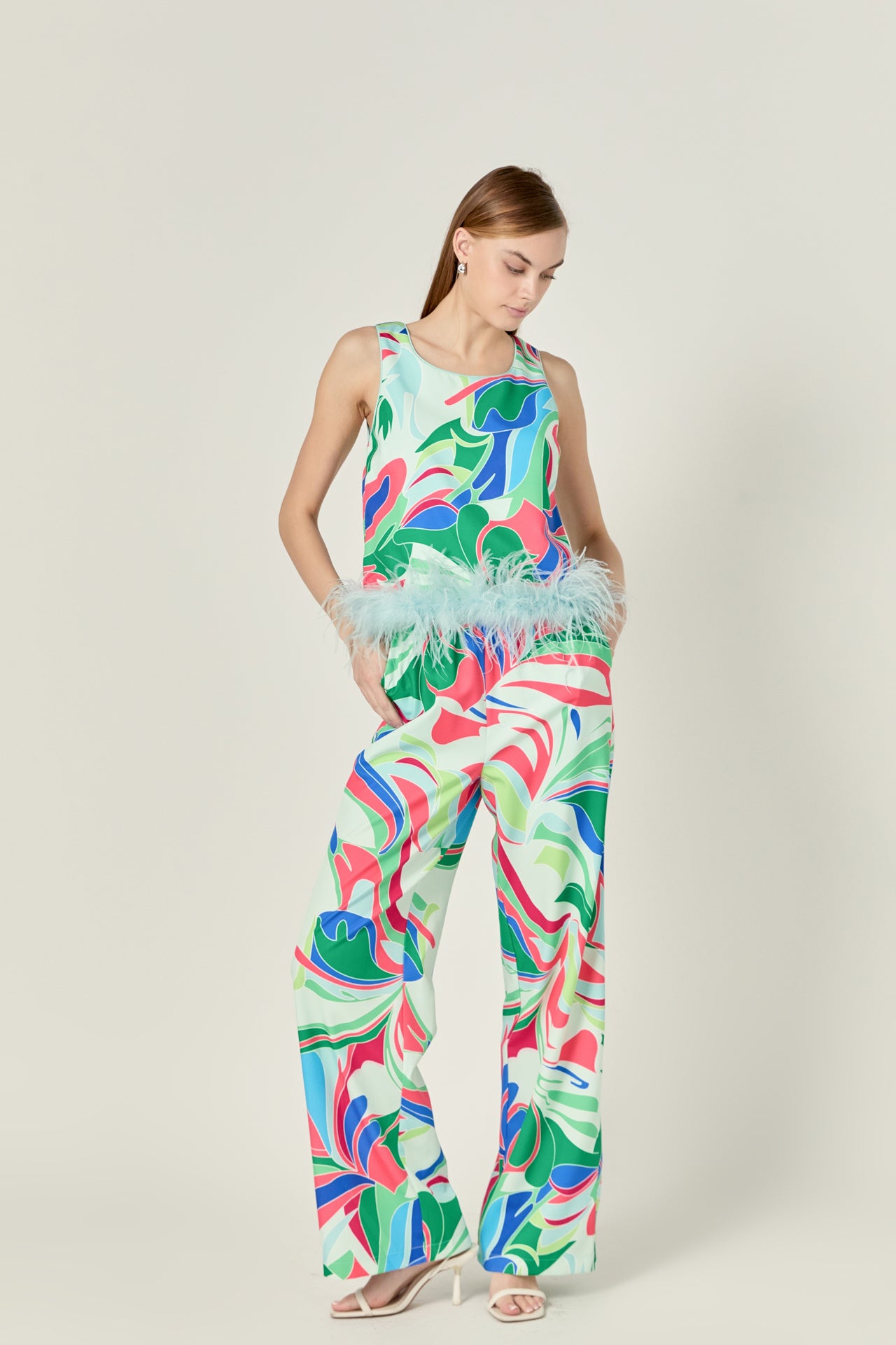 ENGLISH FACTORY - Print Top With Feathers - TOPS available at Objectrare