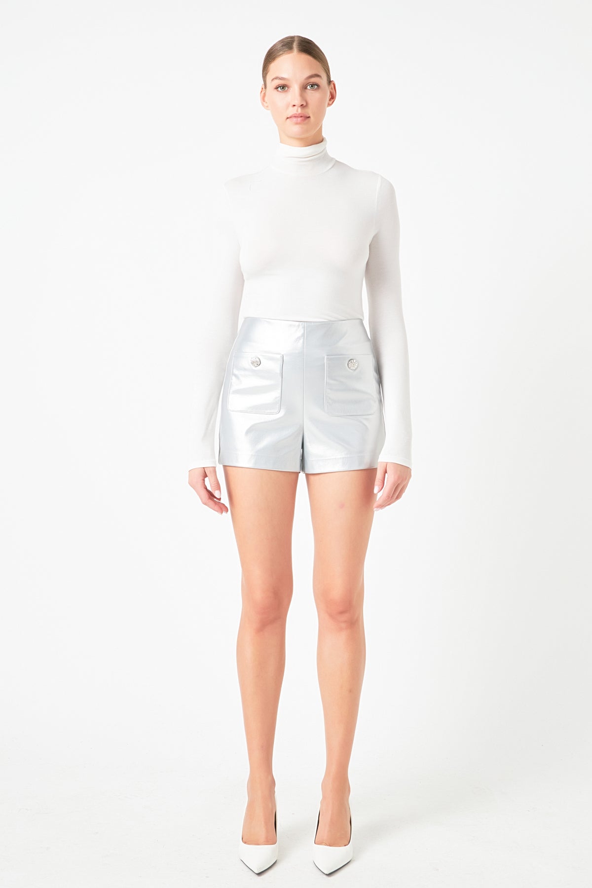 ENDLESS ROSE - Silver Outpocket Shorts - SHORTS available at Objectrare