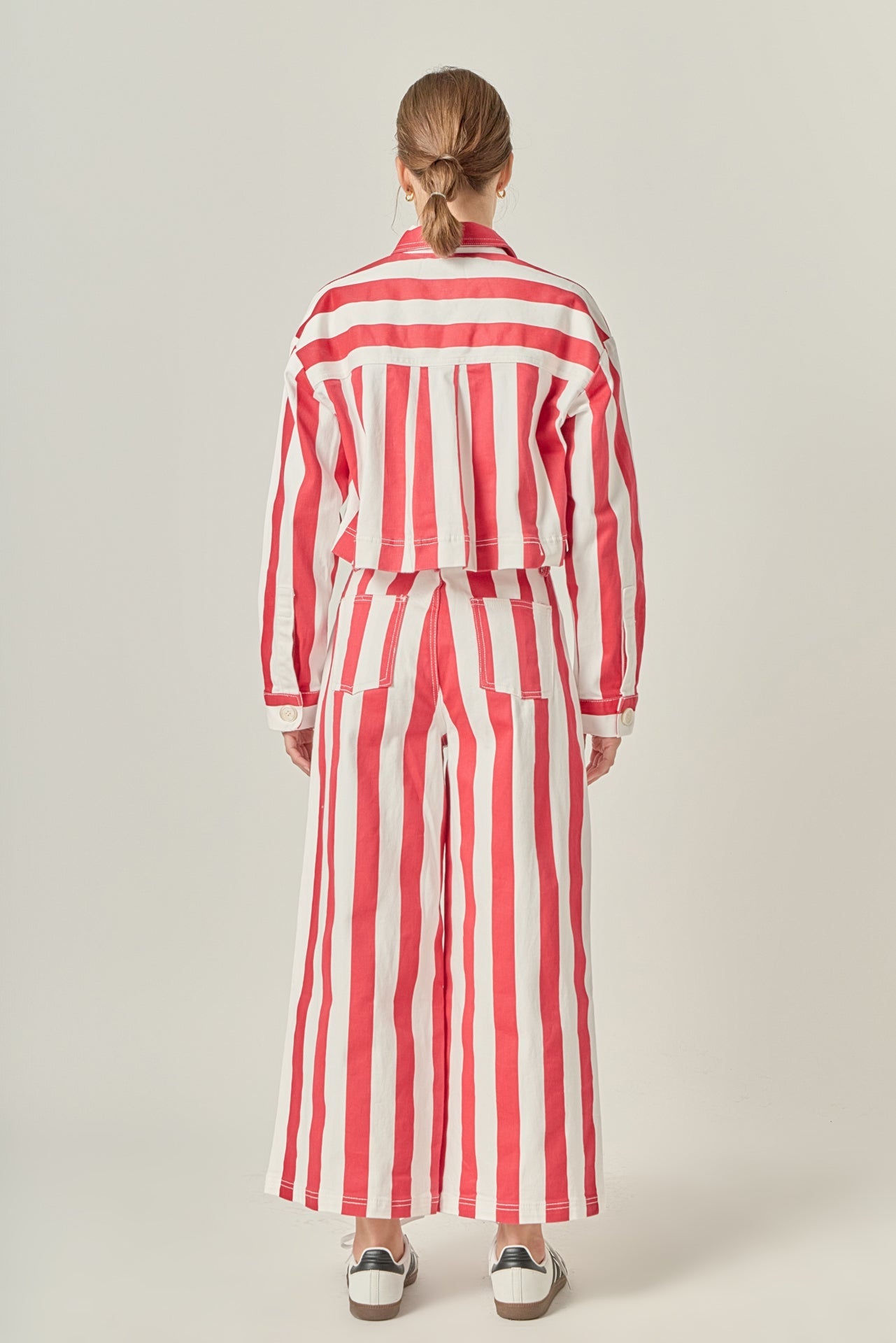 Cropped Bold Stripe Button-Up Shirt