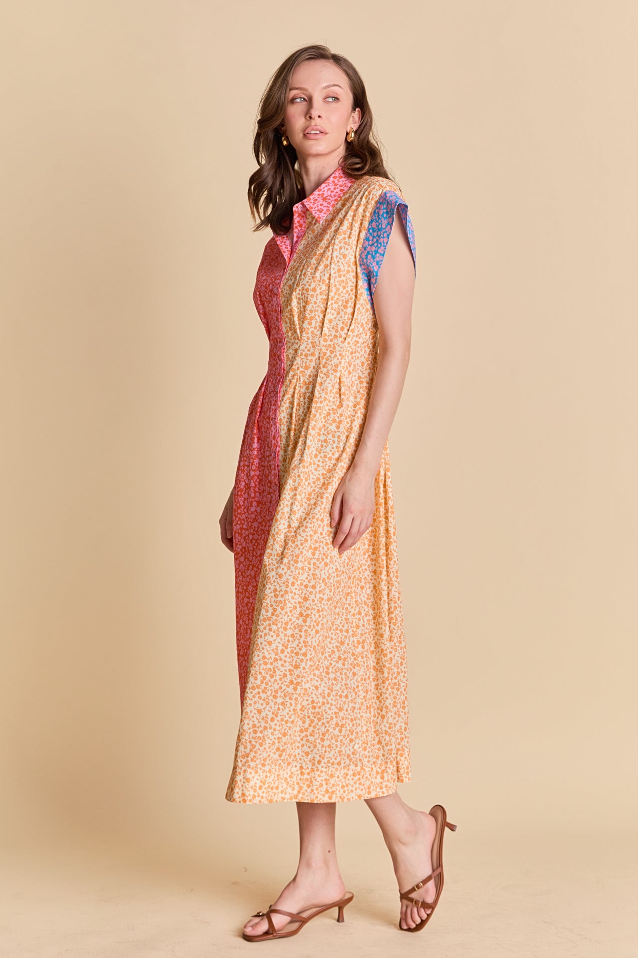 ENGLISH FACTORY - Colorblock Printed Shirt Midi Dress - DRESSES available at Objectrare