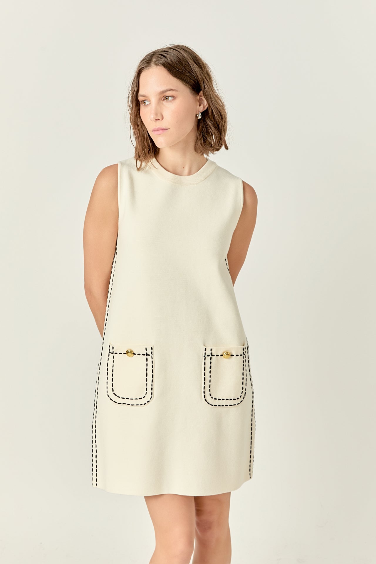 ENGLISH FACTORY - Stitch Detail Knit Mini Dress - DRESSES available at Objectrare